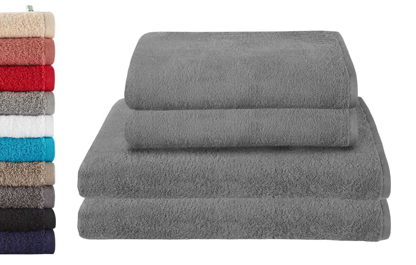 4er Set 2 Badetücher BxL 70x140 cm 2 Saunatücher 100x150 cm  »Montreal« 100% Bio Baumwolle 500gr/m² Nachhaltig 2020103-4-4er