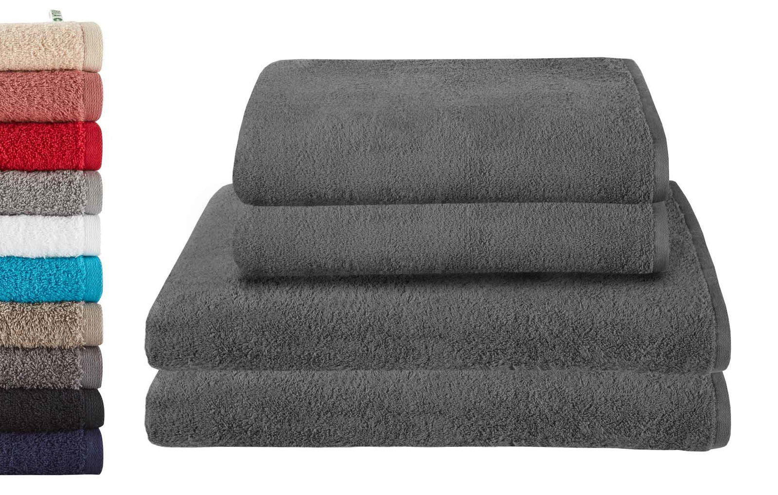 4er Set 2 Badetücher BxL 70x140 cm 2 Saunatücher 100x150 cm  »Montreal« 100% Bio Baumwolle 500gr/m² Nachhaltig 2020103-4-4er
