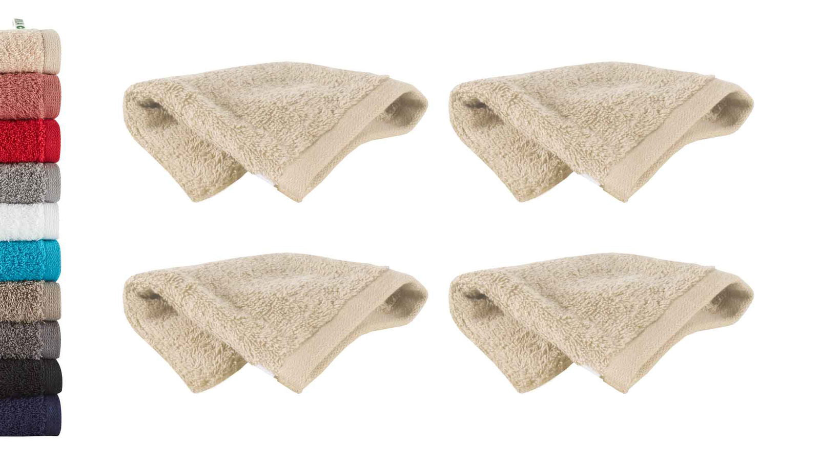 4er Set Waschhandschuhe Frottee »Montreal« 500 g/m² 100% Bio Baumwolle Made in Green 2020100-4er