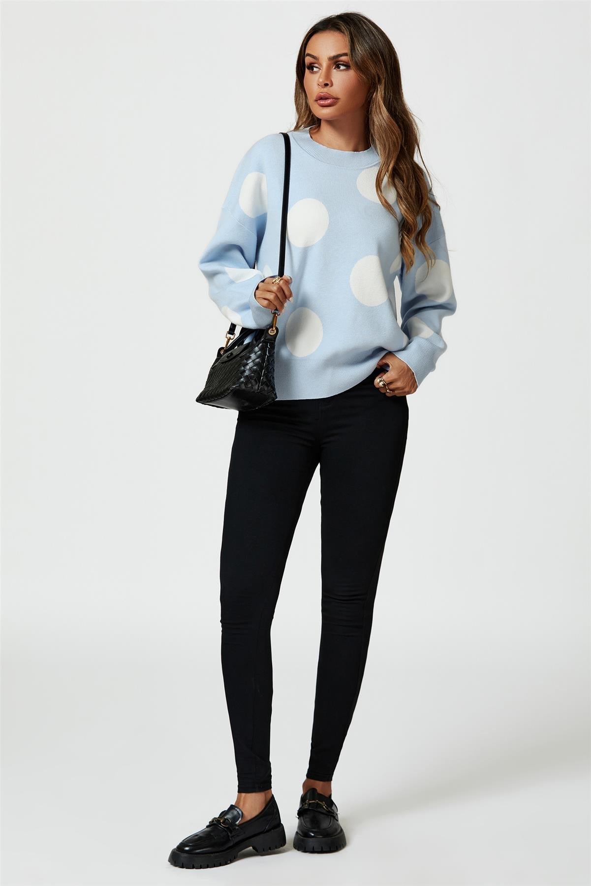 Dot Pattern Knitted Jumper In Blue