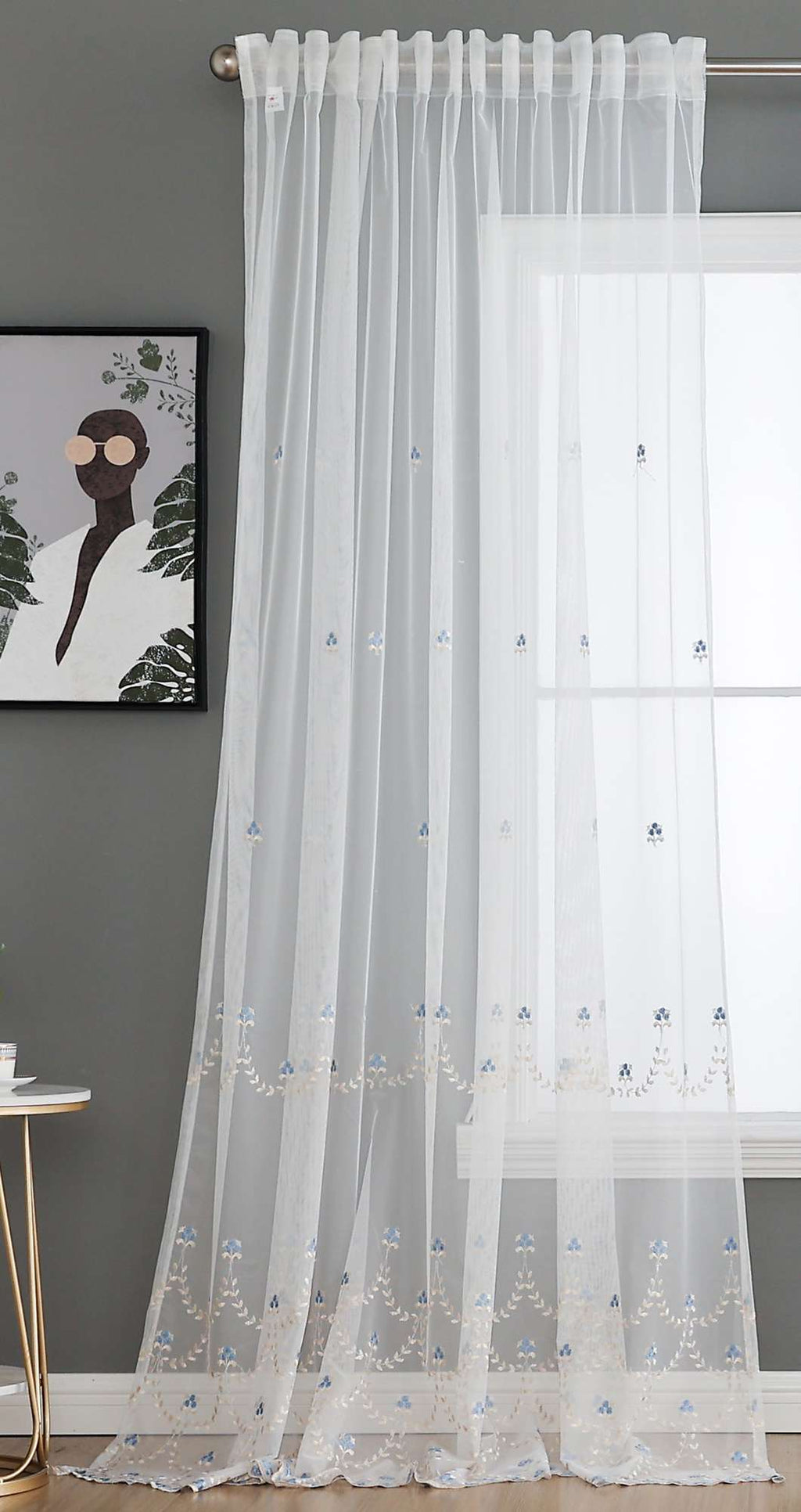 Gardine Raschel Stickerei  Design  »Florenz« Multiband für Gardinenschiene und Gardinenstange Elegante Fensterdekoration 2023200