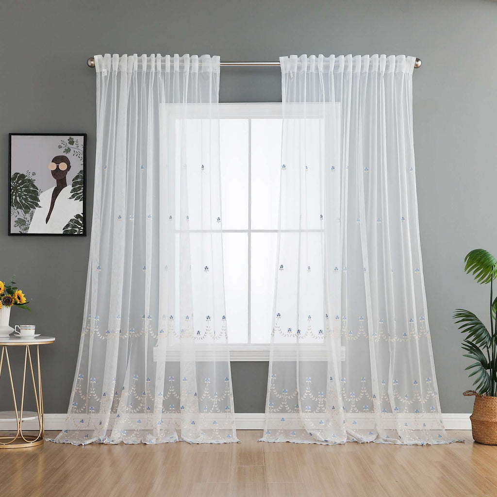 Gardine Raschel Stickerei  Design  »Florenz« Multiband für Gardinenschiene und Gardinenstange Elegante Fensterdekoration 2023200