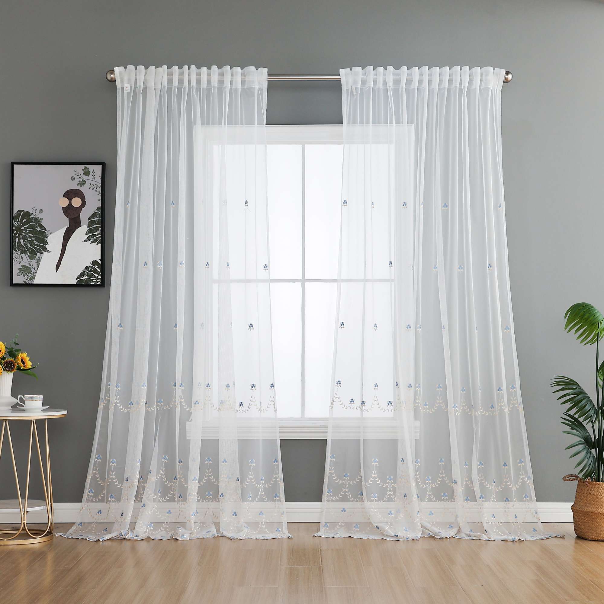 Gardine Raschel Stickerei  Design  »Florenz« Multiband für Gardinenschiene und Gardinenstange Elegante Fensterdekoration 2023200