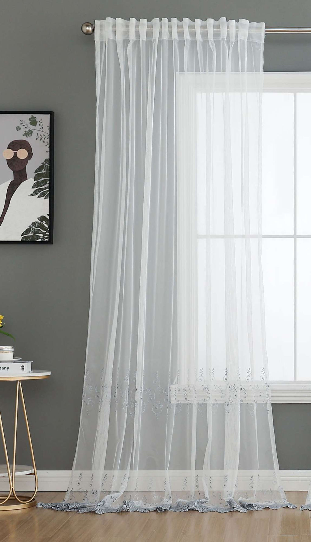 Gardine Raschel Stickerei  Design  »Florenz« Multiband für Gardinenschiene und Gardinenstange Elegante Fensterdekoration 2023200