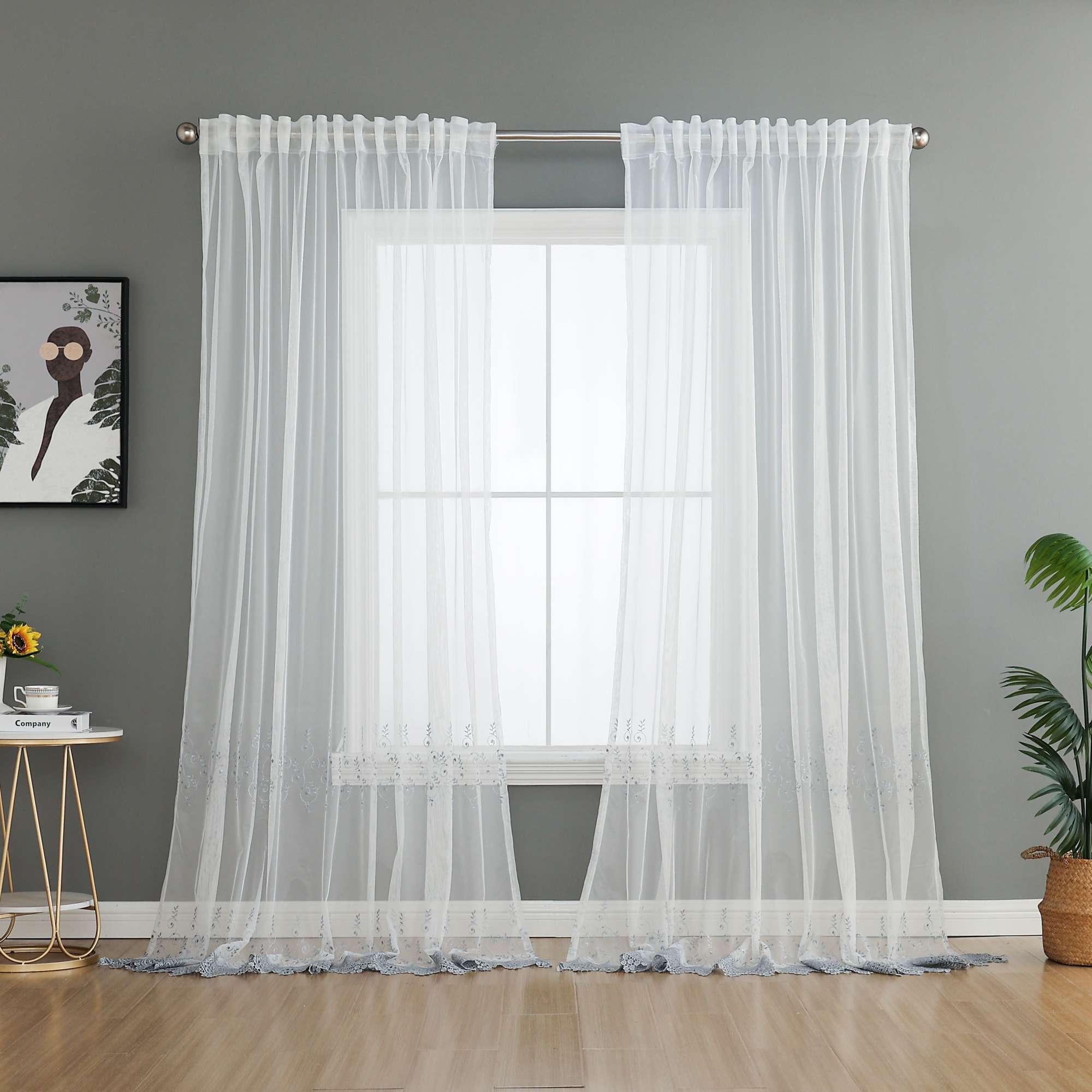 Gardine Raschel Stickerei  Design  »Florenz« Multiband für Gardinenschiene und Gardinenstange Elegante Fensterdekoration 2023200