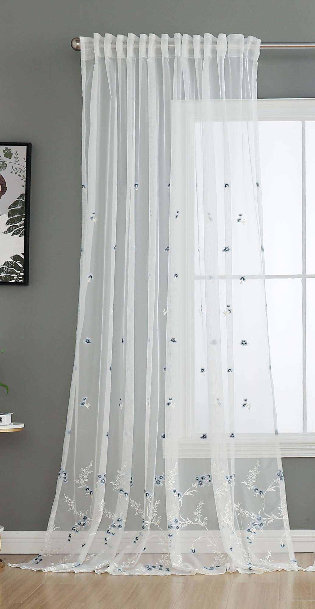 Gardine Raschel Stickerei  Design  »Florenz« Multiband für Gardinenschiene und Gardinenstange Elegante Fensterdekoration 2023200