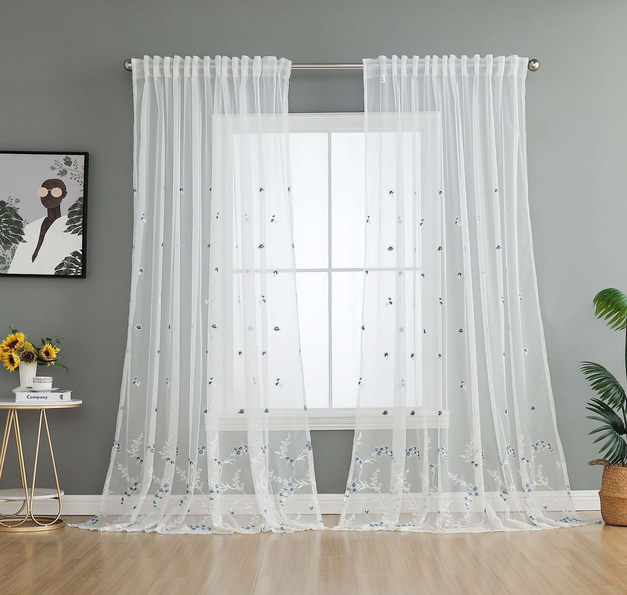 Gardine Raschel Stickerei  Design  »Florenz« Multiband für Gardinenschiene und Gardinenstange Elegante Fensterdekoration 2023200