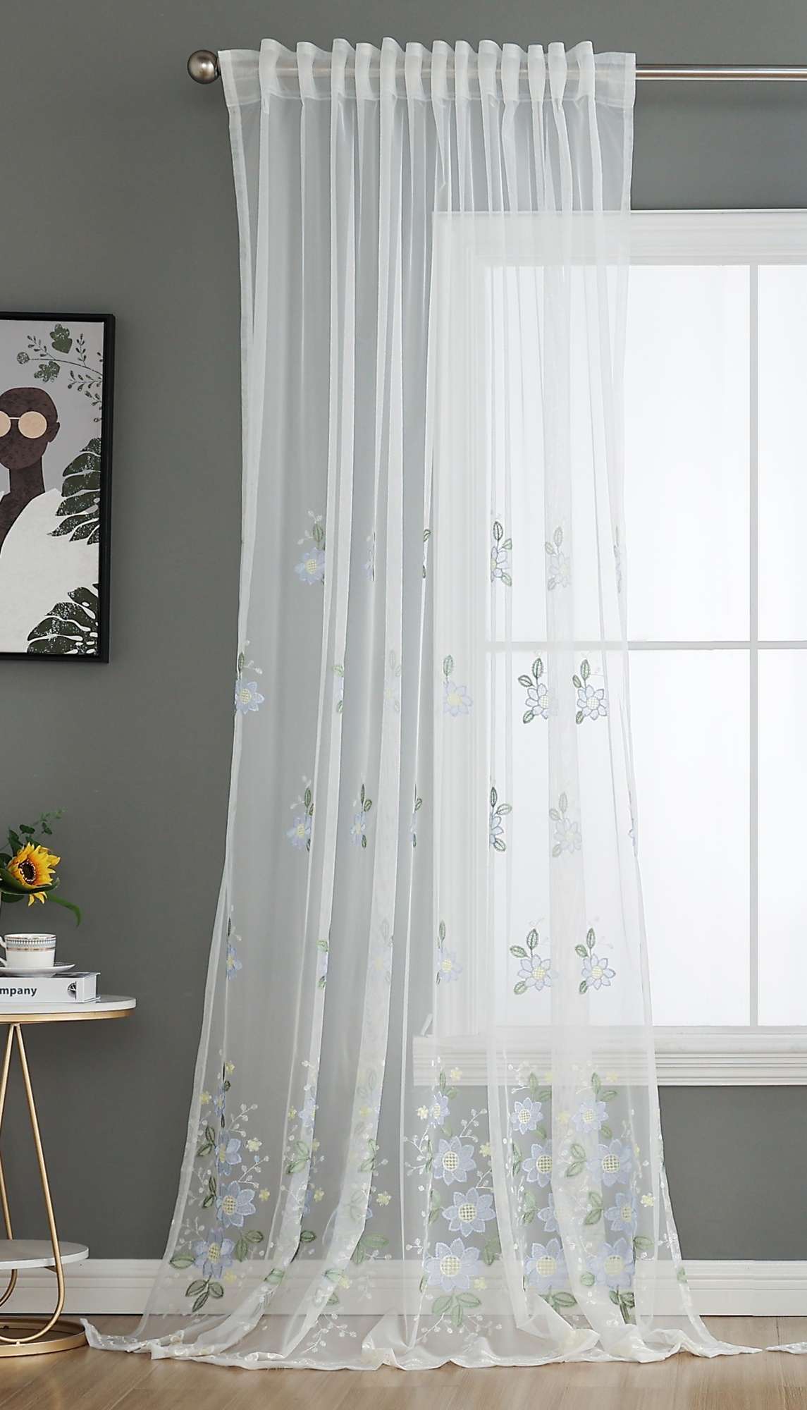 Gardine Raschel Stickerei  Design  »Florenz« Multiband für Gardinenschiene und Gardinenstange Elegante Fensterdekoration 2023200