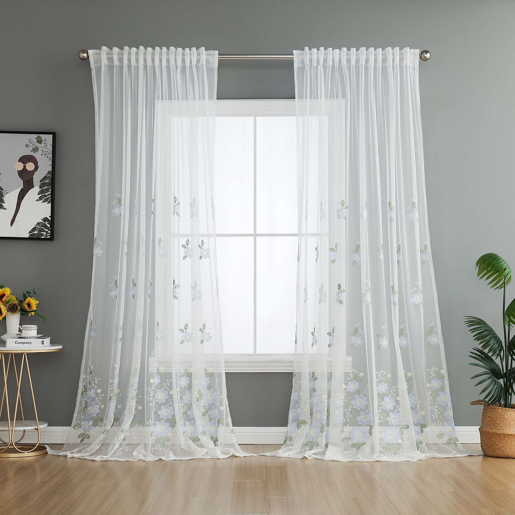 Gardine Raschel Stickerei  Design  »Florenz« Multiband für Gardinenschiene und Gardinenstange Elegante Fensterdekoration 2023200