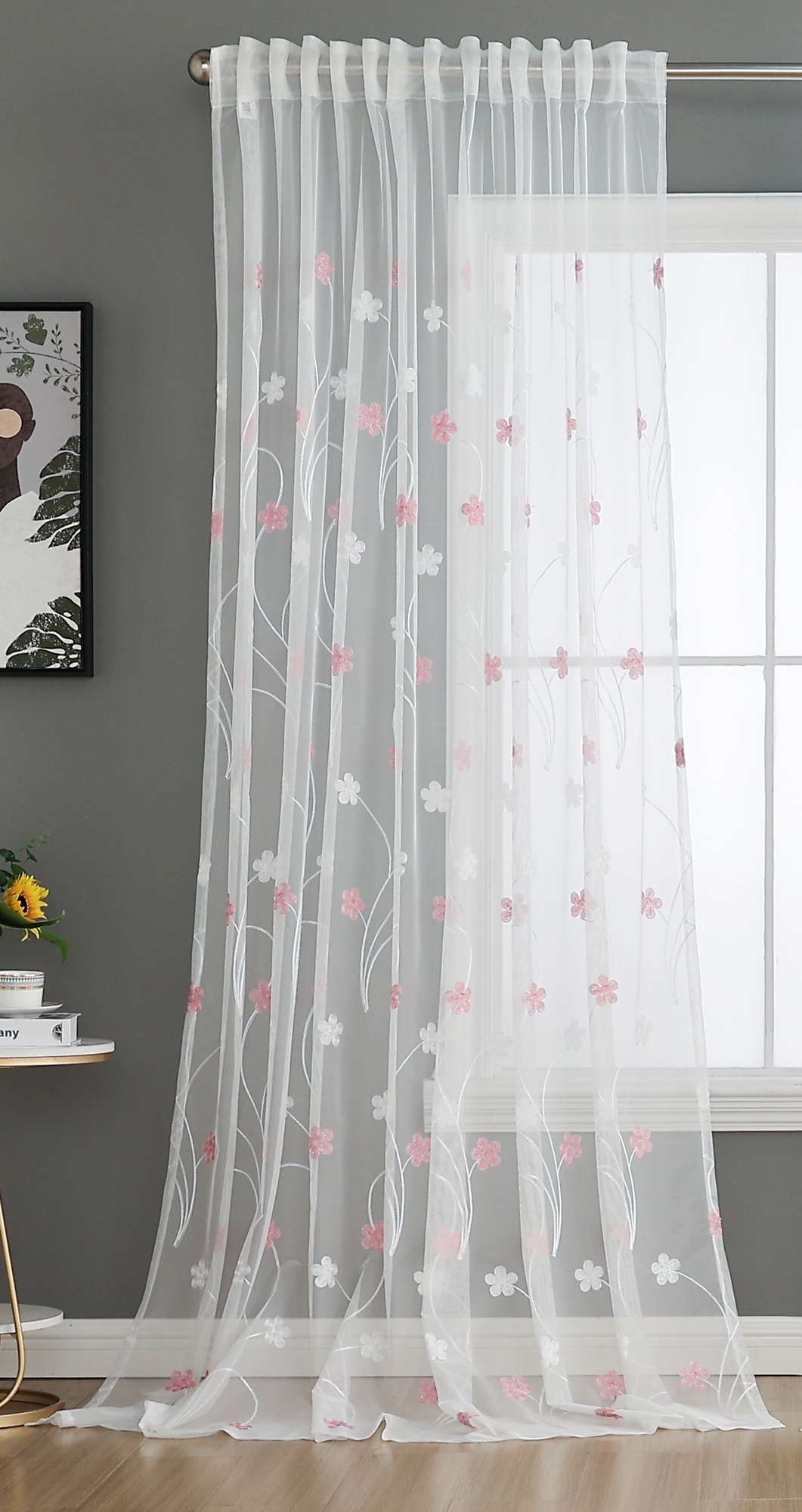 Gardine Raschel Stickerei  Design  »Florenz« Multiband für Gardinenschiene und Gardinenstange Elegante Fensterdekoration 2023200