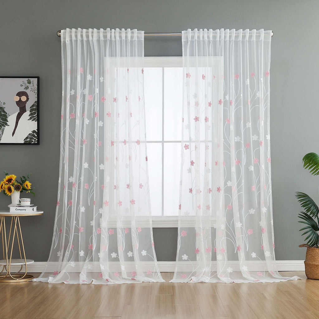 Gardine Raschel Stickerei  Design  »Florenz« Multiband für Gardinenschiene und Gardinenstange Elegante Fensterdekoration 2023200