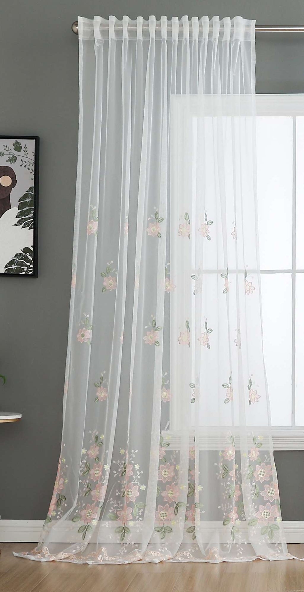 Gardine Raschel Stickerei  Design  »Florenz« Multiband für Gardinenschiene und Gardinenstange Elegante Fensterdekoration 2023200