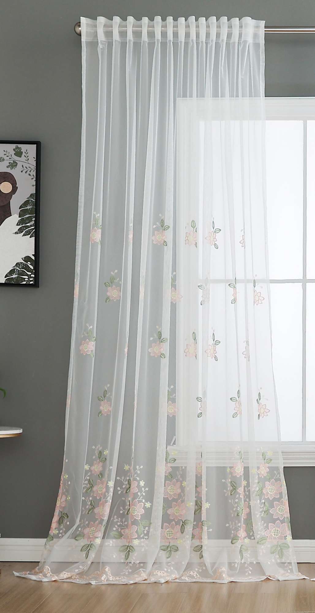 Gardine Raschel Stickerei  Design  »Florenz« Multiband für Gardinenschiene und Gardinenstange Elegante Fensterdekoration 2023200