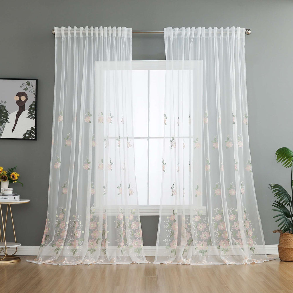 Gardine Raschel Stickerei  Design  »Florenz« Multiband für Gardinenschiene und Gardinenstange Elegante Fensterdekoration 2023200
