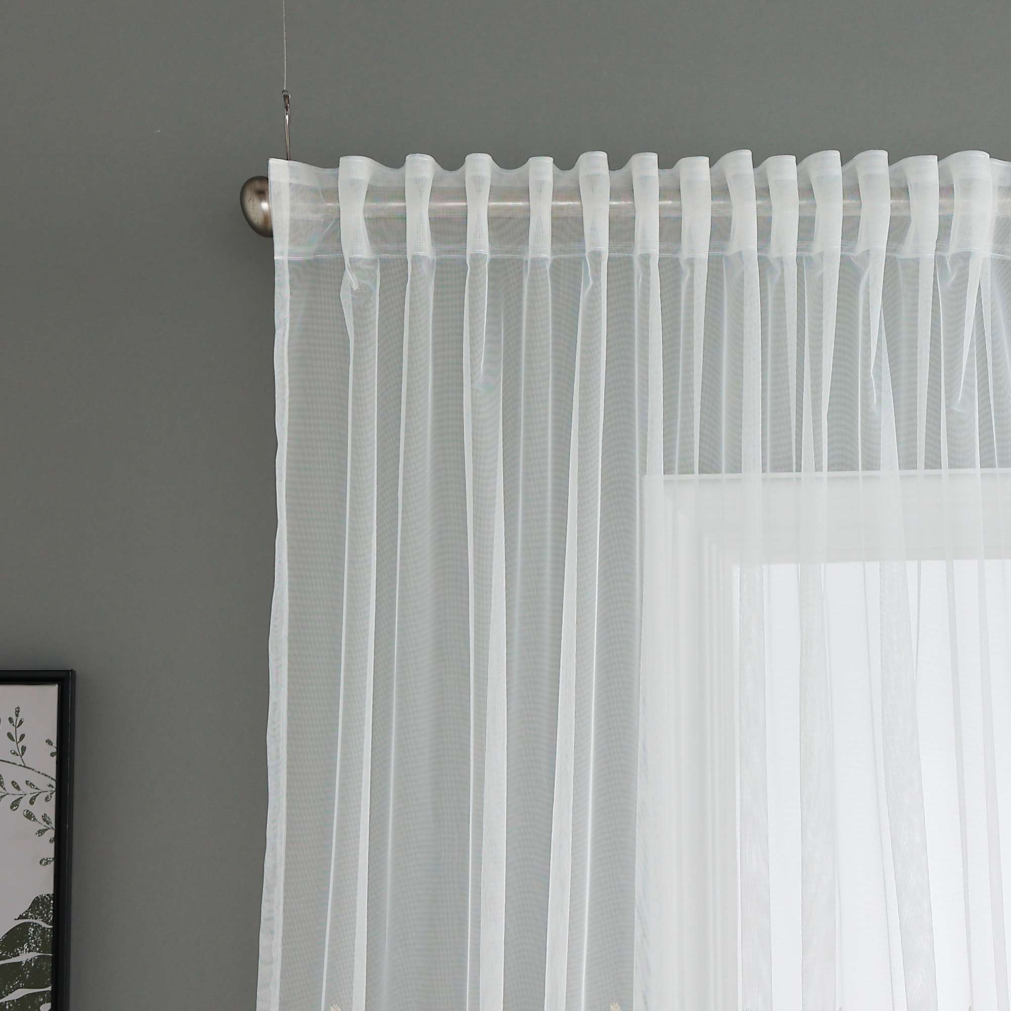 Gardine Raschel Stickerei  Design  »Florenz« Multiband für Gardinenschiene und Gardinenstange Elegante Fensterdekoration 2023200