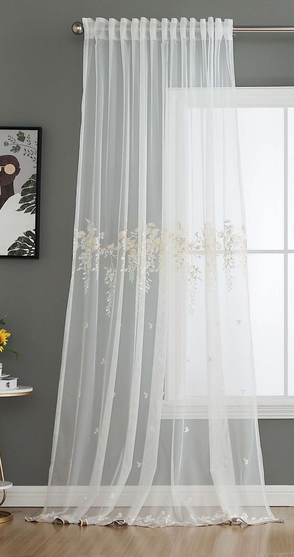 Gardine Raschel Stickerei  Design  »Florenz« Multiband für Gardinenschiene und Gardinenstange Elegante Fensterdekoration 2023200