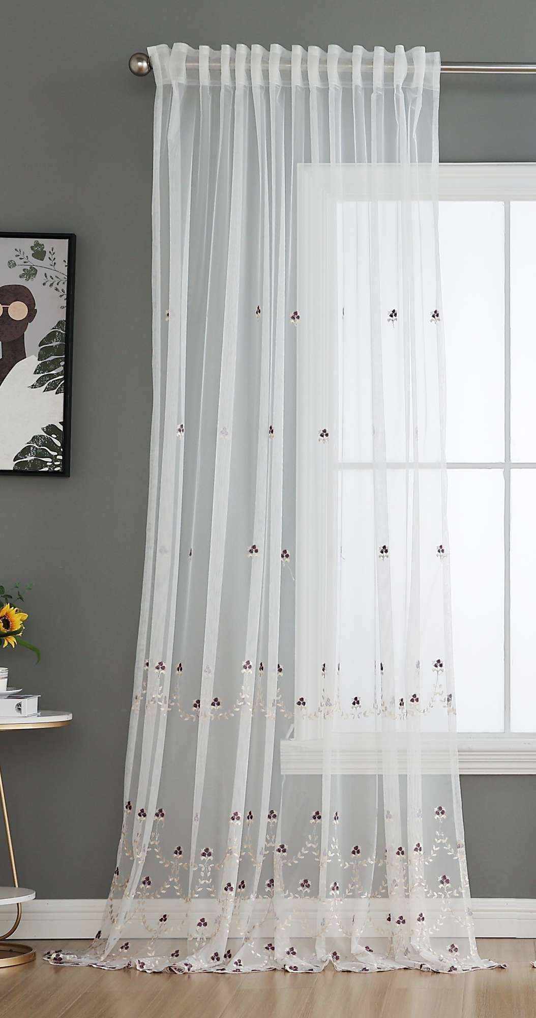 Gardine Raschel Stickerei  Design  »Florenz« Multiband für Gardinenschiene und Gardinenstange Elegante Fensterdekoration 2023200