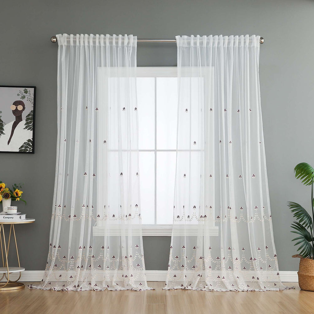 Gardine Raschel Stickerei  Design  »Florenz« Multiband für Gardinenschiene und Gardinenstange Elegante Fensterdekoration 2023200