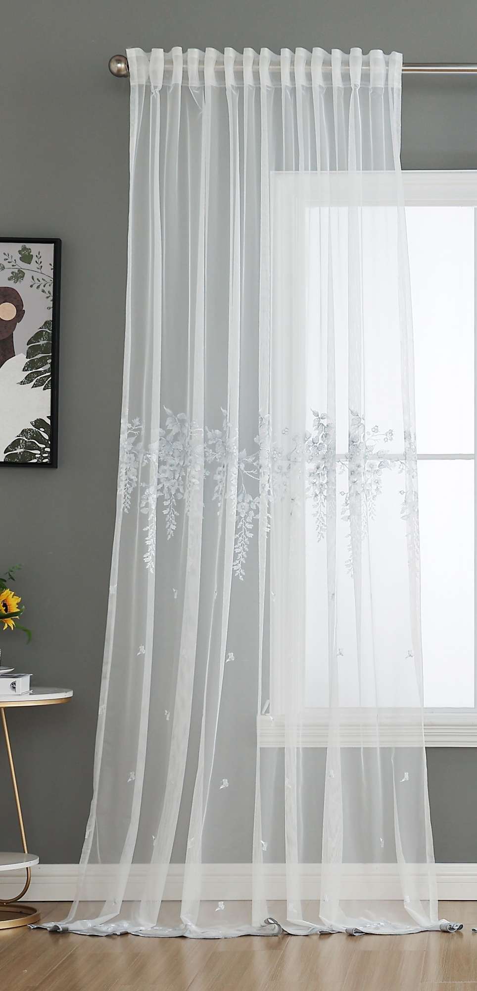 Gardine Raschel Stickerei  Design  »Florenz« Multiband für Gardinenschiene und Gardinenstange Elegante Fensterdekoration 2023200