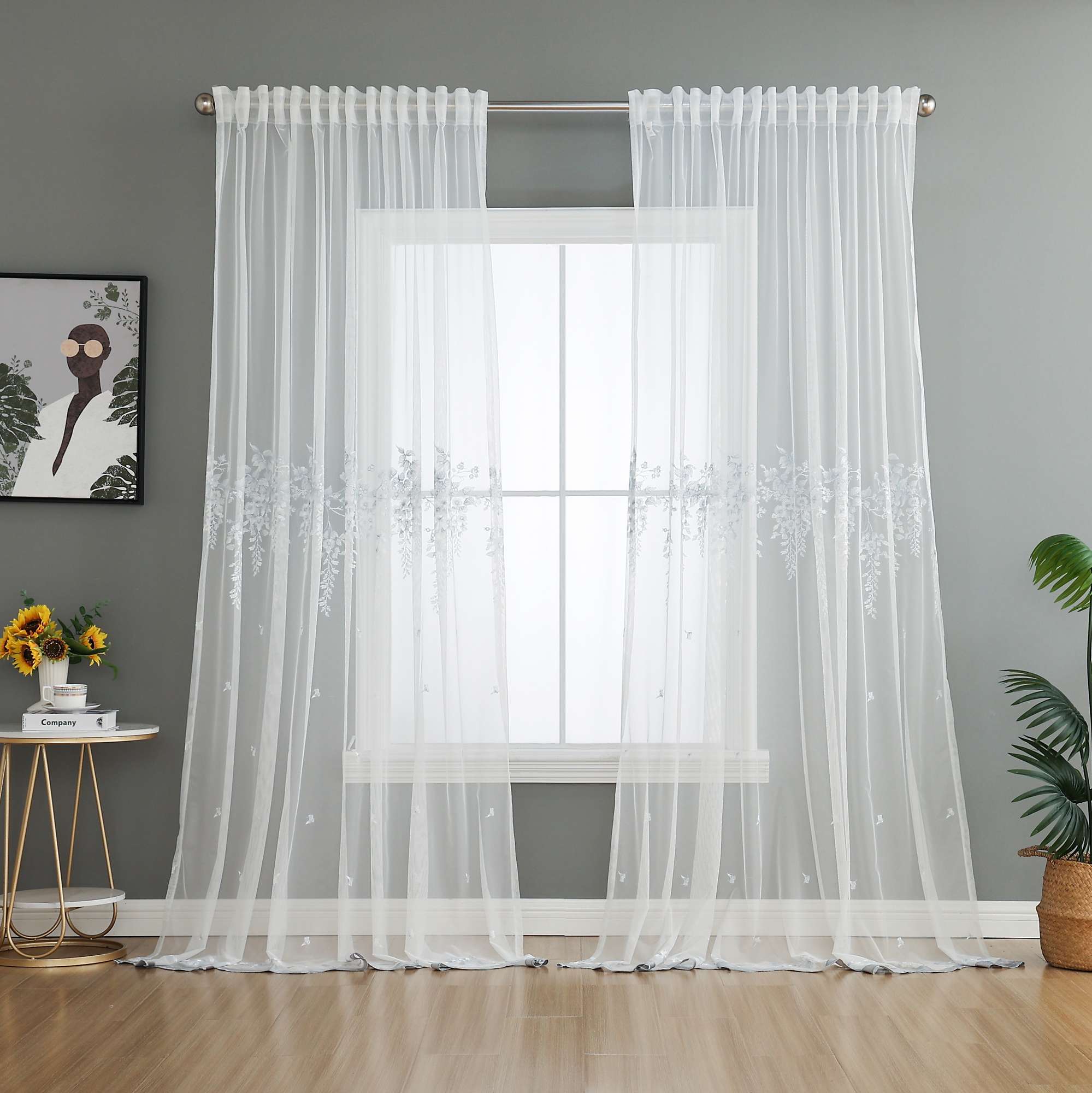 Gardine Raschel Stickerei  Design  »Florenz« Multiband für Gardinenschiene und Gardinenstange Elegante Fensterdekoration 2023200