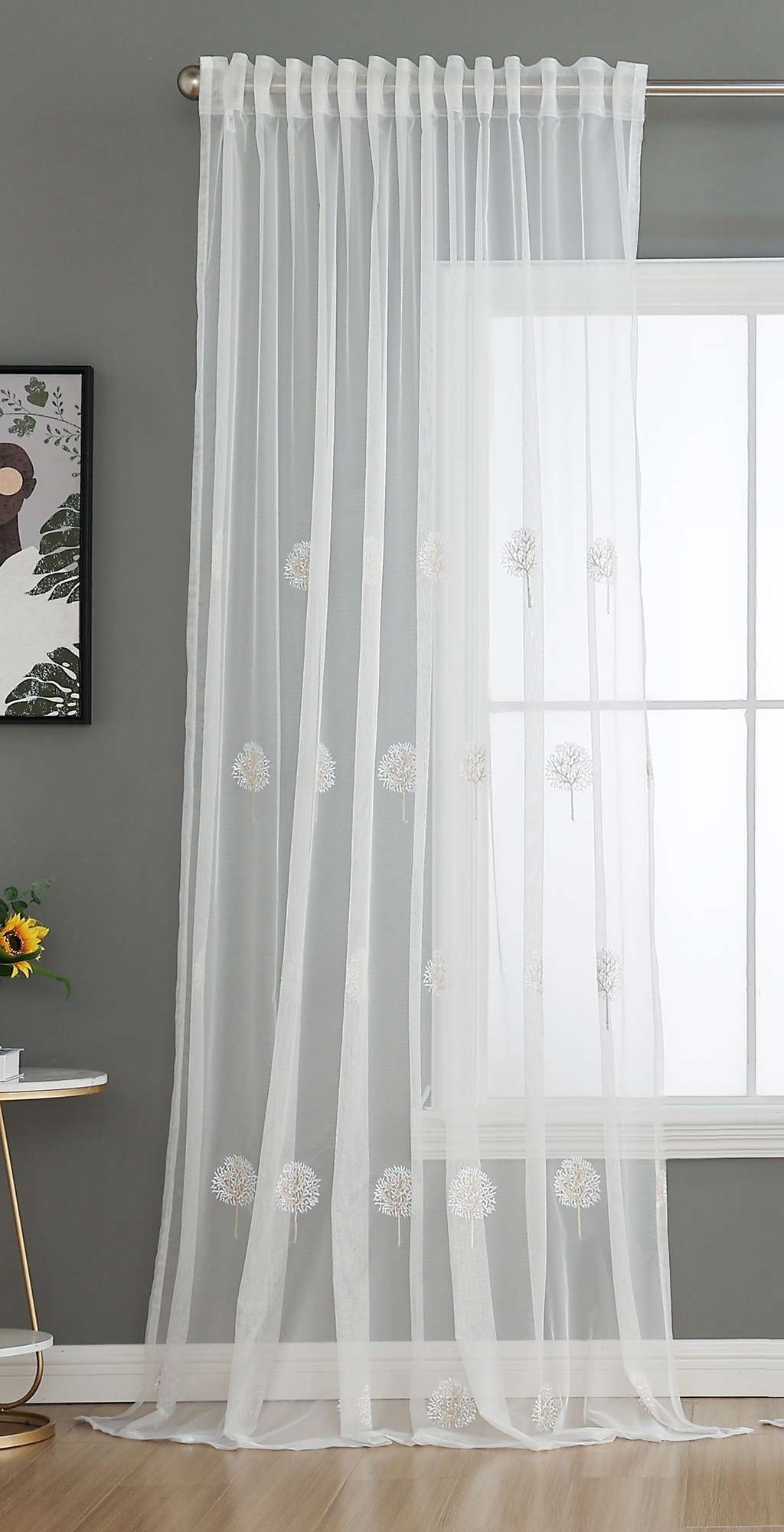 Gardine Raschel Stickerei  Design  »Florenz« Multiband für Gardinenschiene und Gardinenstange Elegante Fensterdekoration 2023200