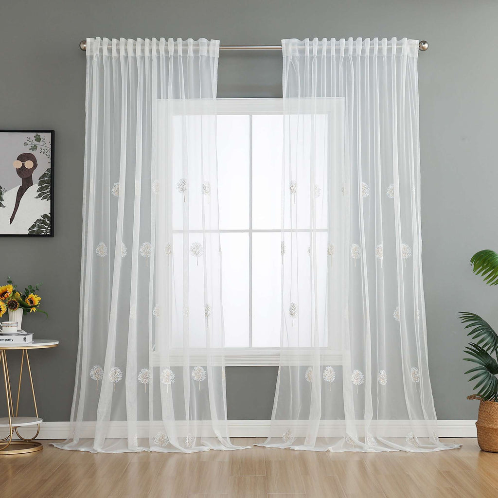 Gardine Raschel Stickerei  Design  »Florenz« Multiband für Gardinenschiene und Gardinenstange Elegante Fensterdekoration 2023200