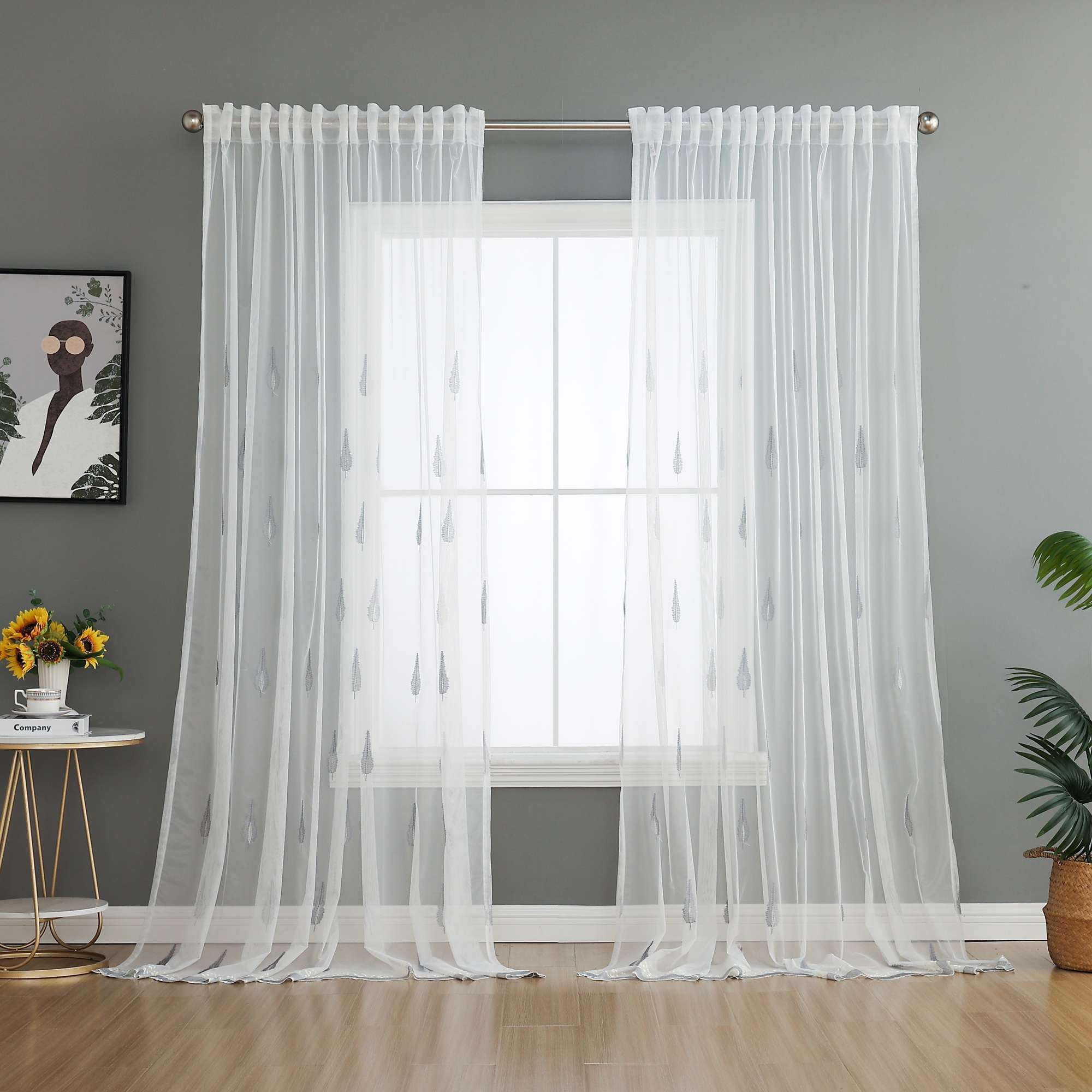 Gardine Raschel Stickerei  Design  »Florenz« Multiband für Gardinenschiene und Gardinenstange Elegante Fensterdekoration 2023200