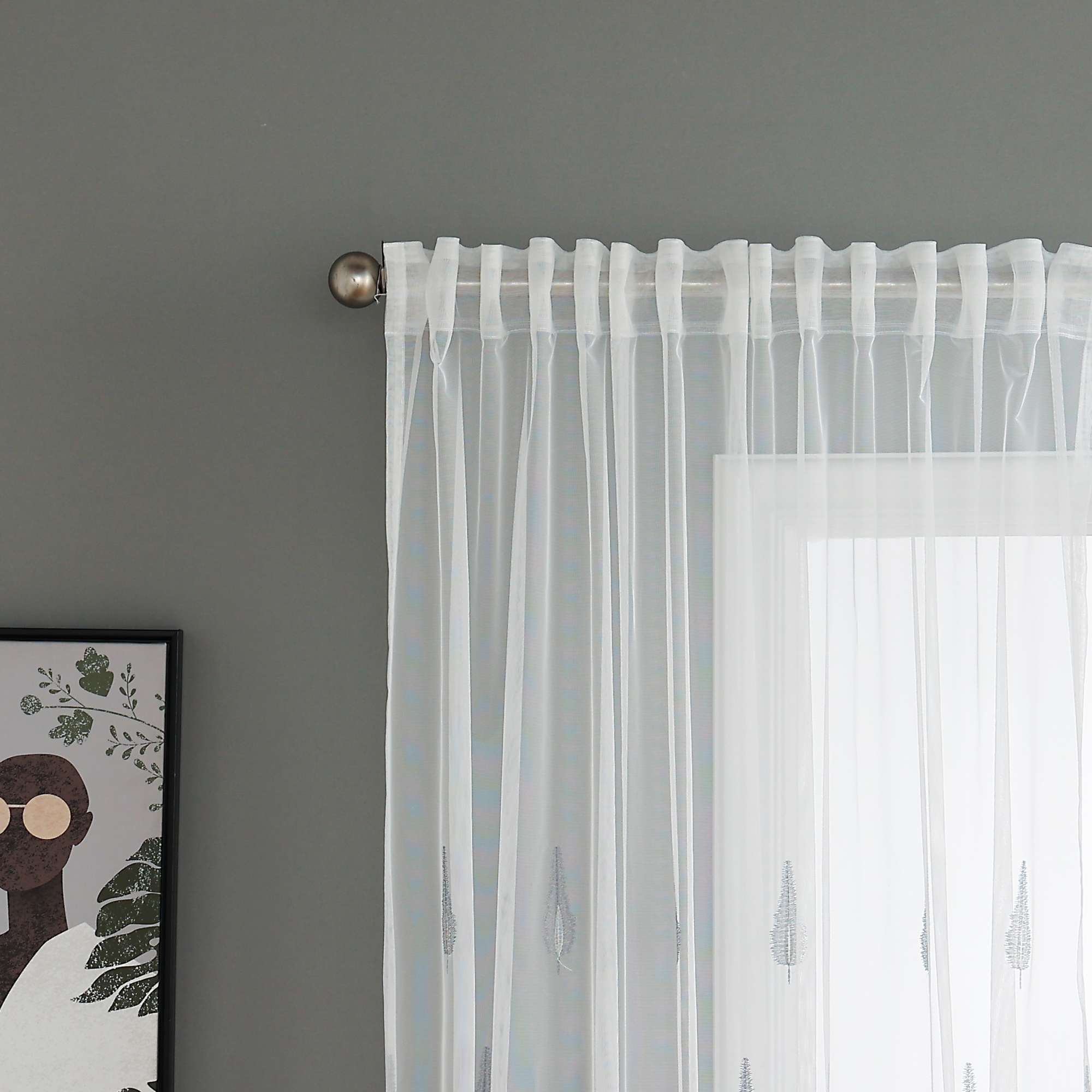 Gardine Raschel Stickerei  Design  »Florenz« Multiband für Gardinenschiene und Gardinenstange Elegante Fensterdekoration 2023200