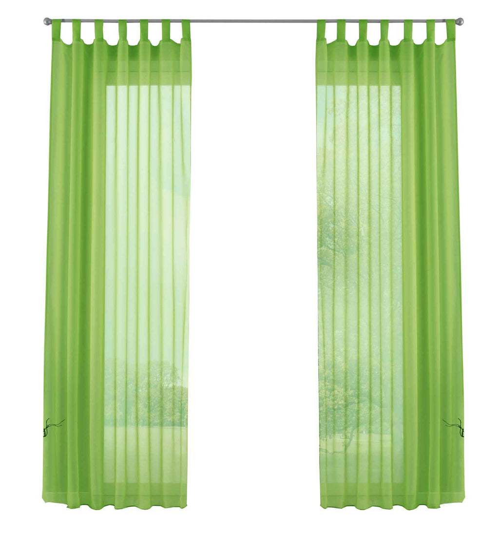 2er-Pack Gardinen Transparent Vorhang Set Wohnzimmer Voile Schlaufenschal mit Bleibandabschluß 61000CN