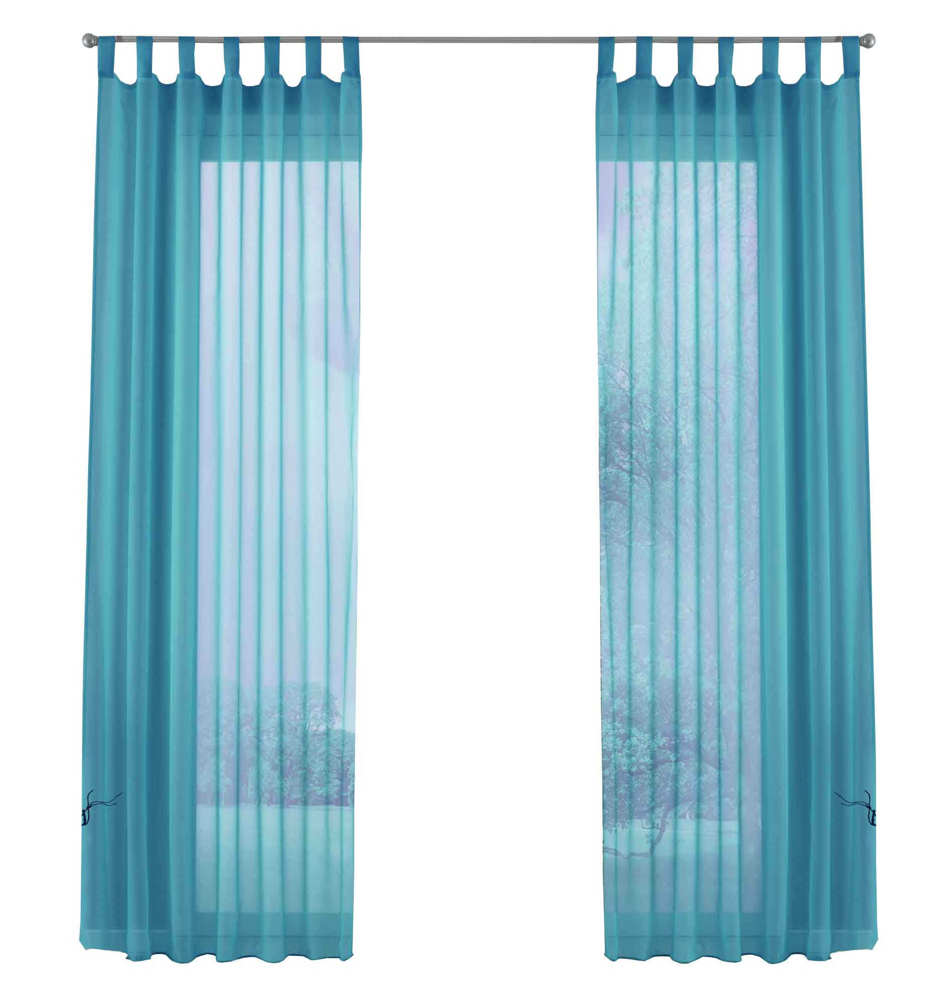 2er-Pack Gardinen Transparent Vorhang Set Wohnzimmer Voile Schlaufenschal mit Bleibandabschluß 61000CN