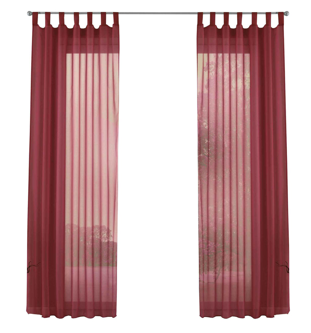 2er-Pack Gardinen Transparent Vorhang Set Wohnzimmer Voile Schlaufenschal mit Bleibandabschluß 61000CN