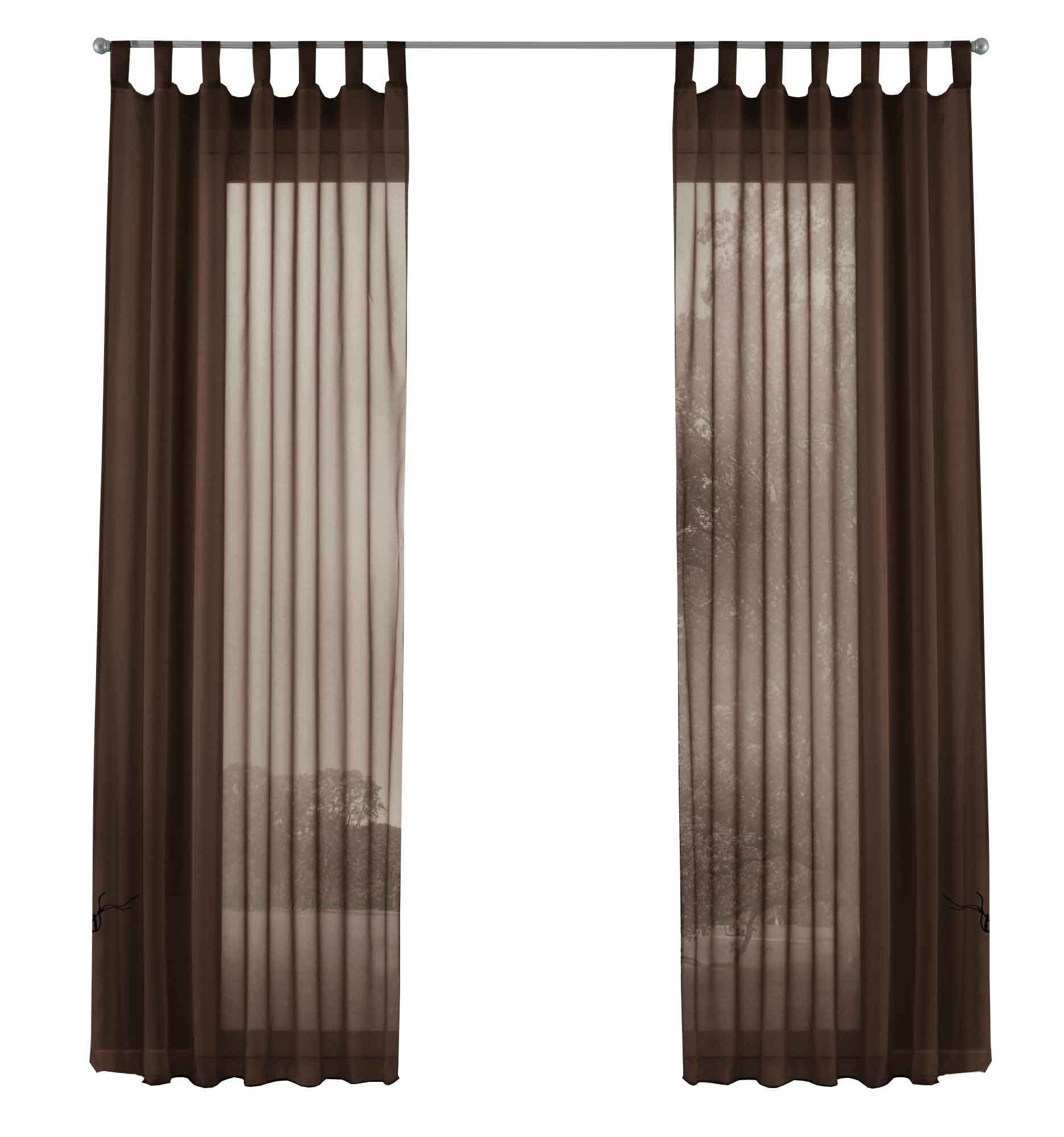 2er-Pack Gardinen Transparent Vorhang Set Wohnzimmer Voile Schlaufenschal mit Bleibandabschluß 61000CN