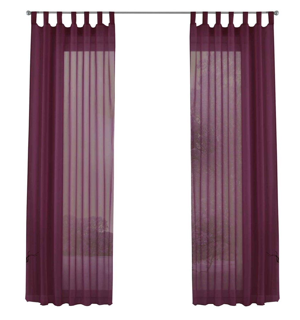 2er-Pack Gardinen Transparent Vorhang Set Wohnzimmer Voile Schlaufenschal mit Bleibandabschluß 61000CN
