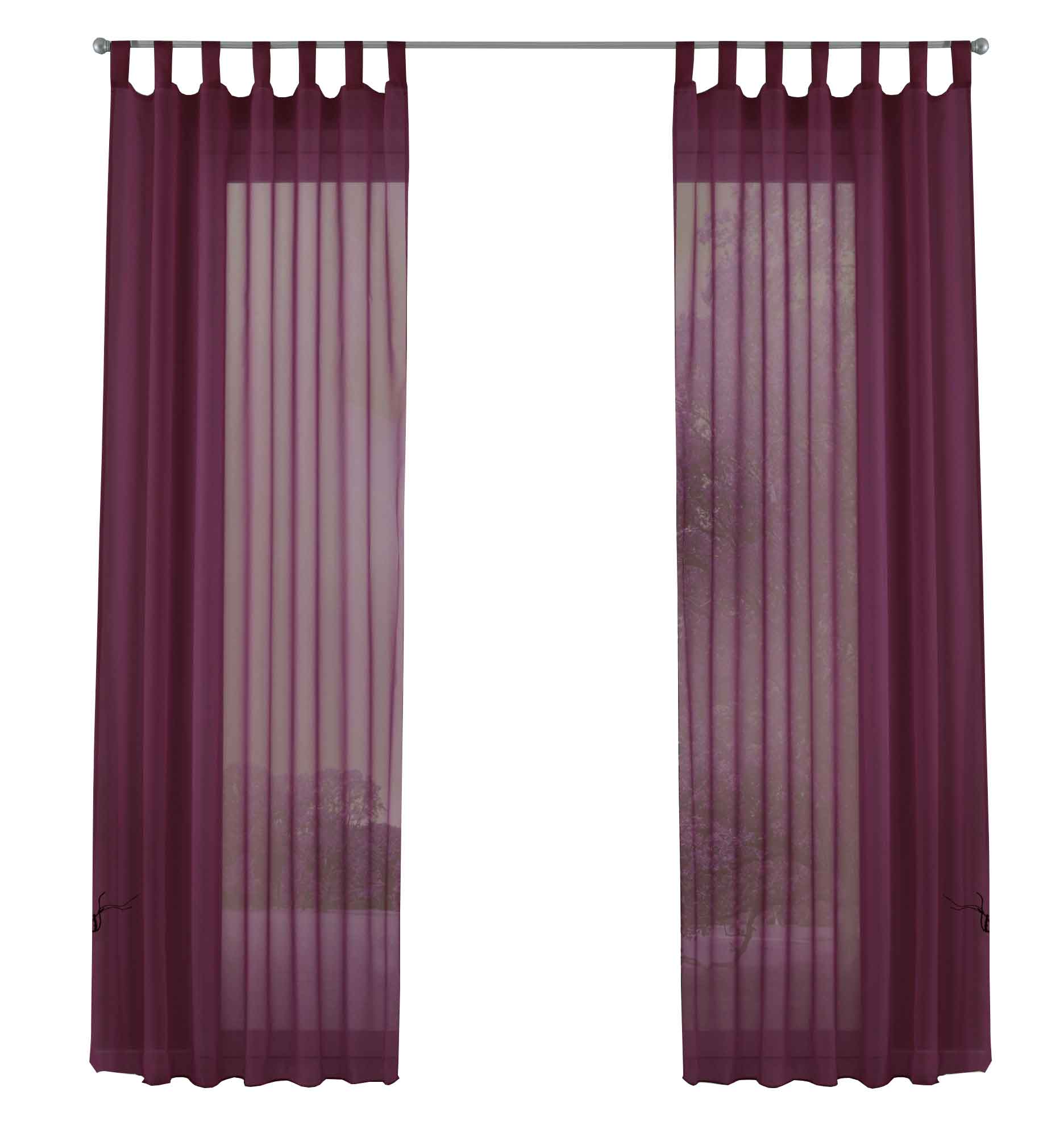 2er-Pack Gardinen Transparent Vorhang Set Wohnzimmer Voile Schlaufenschal mit Bleibandabschluß 61000CN