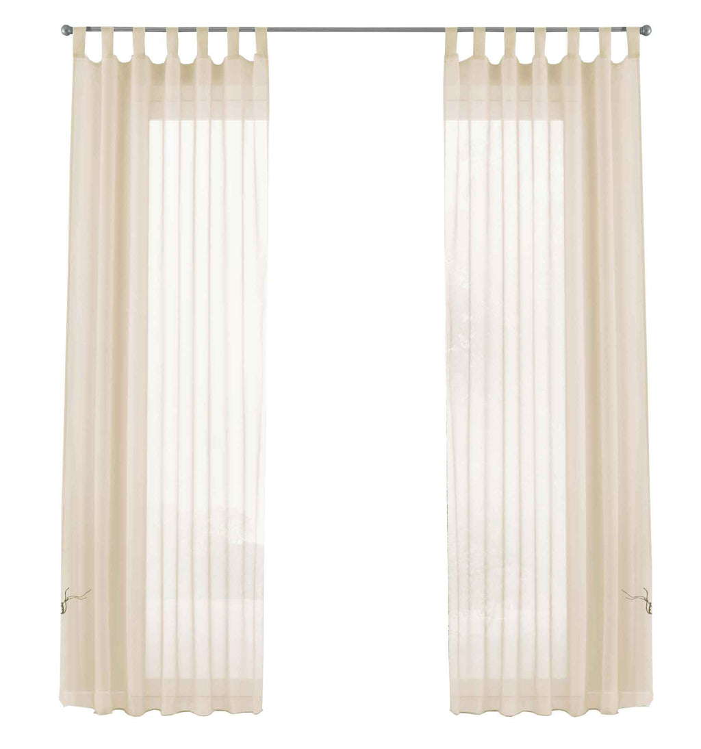 2er-Pack Gardinen Transparent Vorhang Set Wohnzimmer Voile Schlaufenschal mit Bleibandabschluß 61000CN