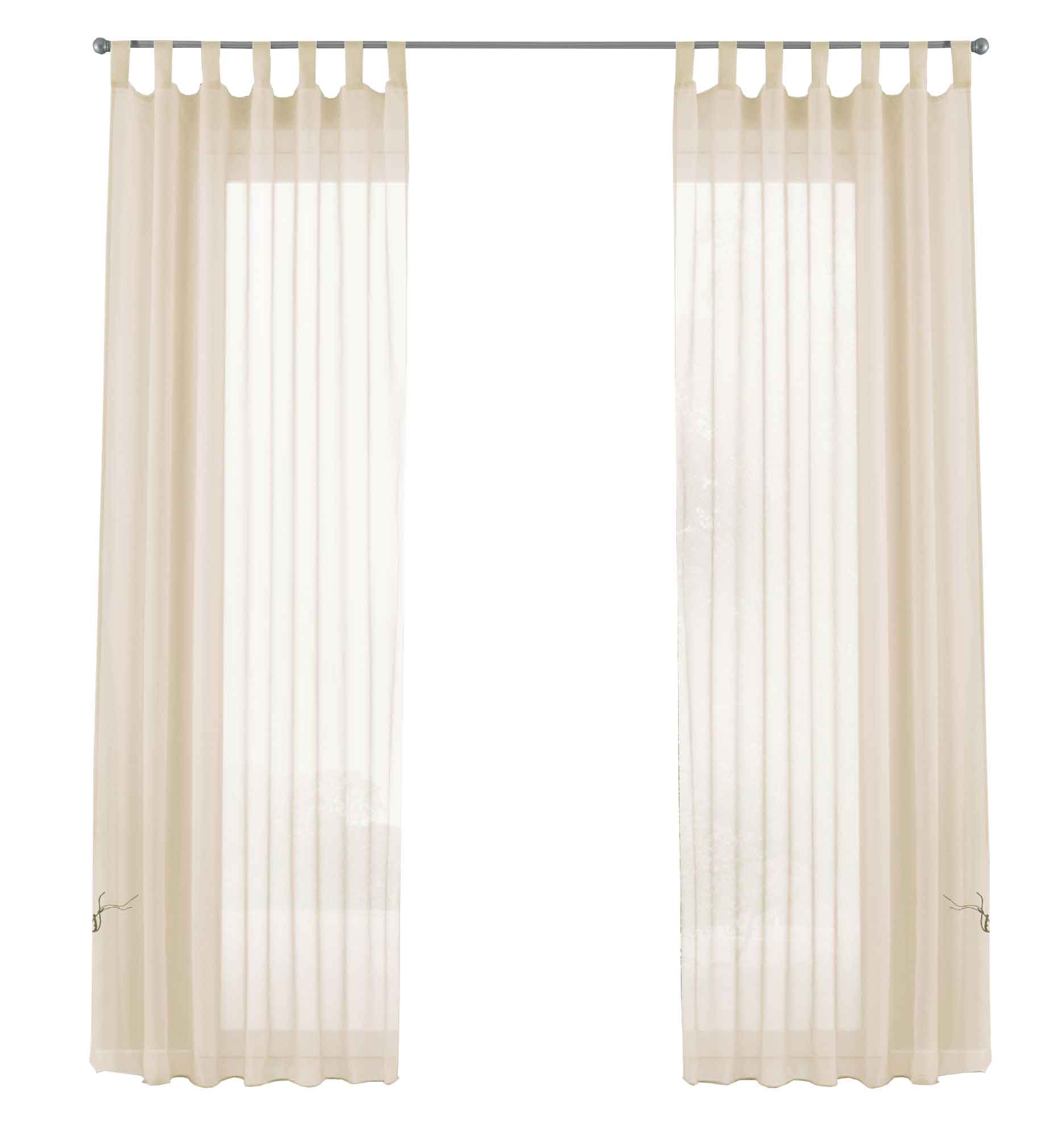 2er-Pack Gardinen Transparent Vorhang Set Wohnzimmer Voile Schlaufenschal mit Bleibandabschluß 61000CN