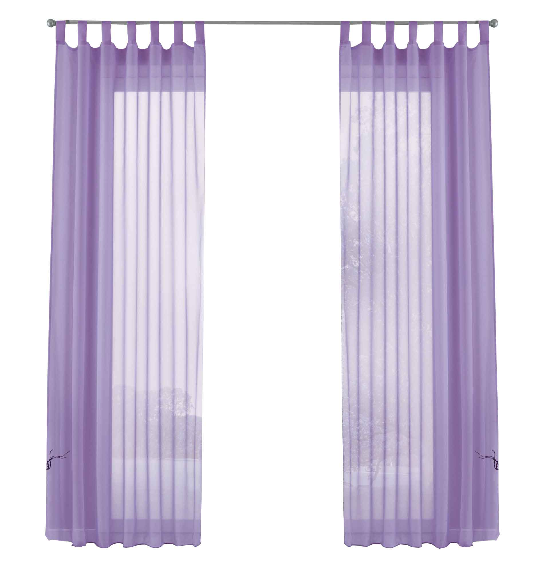 2er-Pack Gardinen Transparent Vorhang Set Wohnzimmer Voile Schlaufenschal mit Bleibandabschluß 61000CN