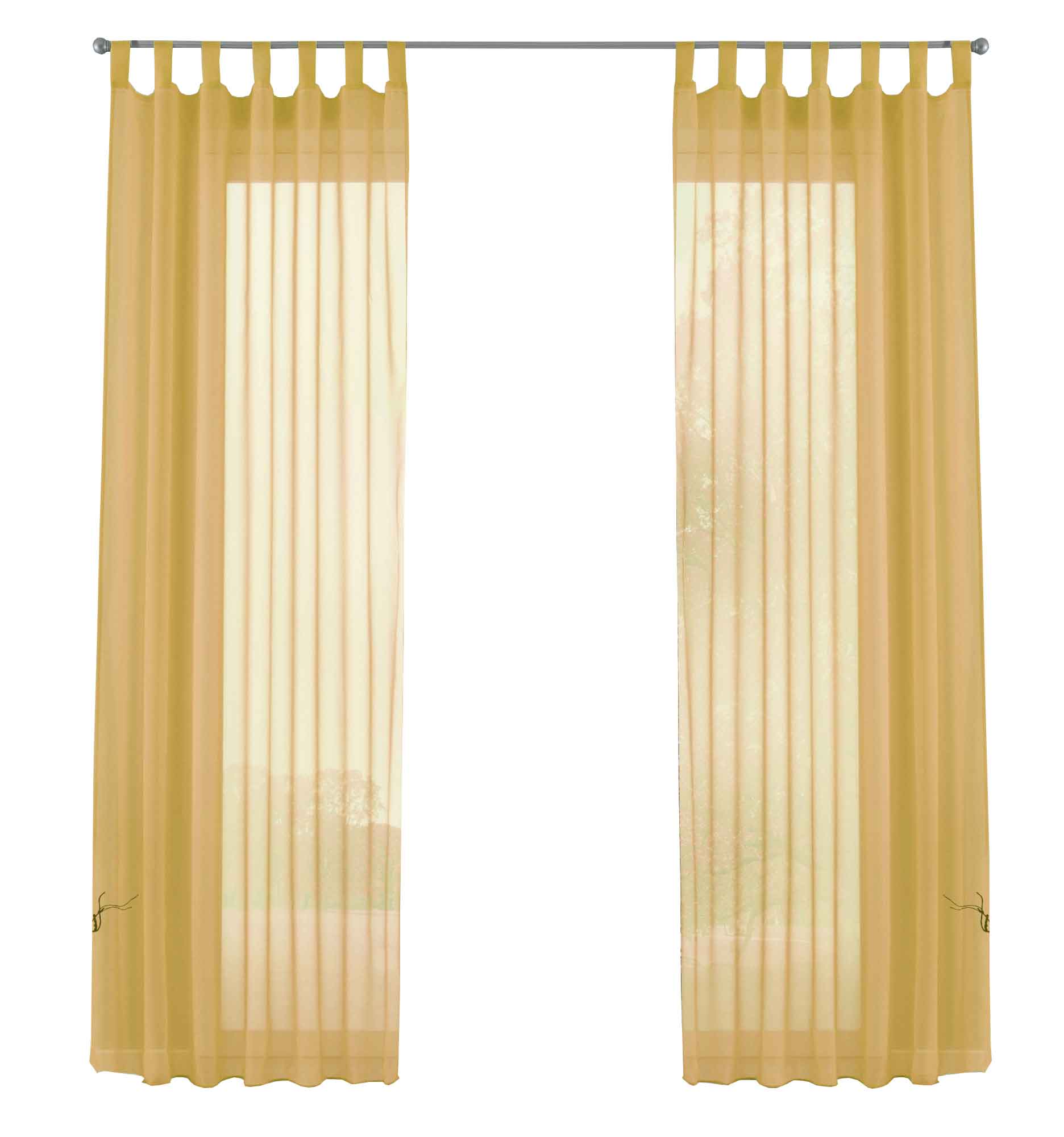 2er-Pack Gardinen Transparent Vorhang Set Wohnzimmer Voile Schlaufenschal mit Bleibandabschluß 61000CN
