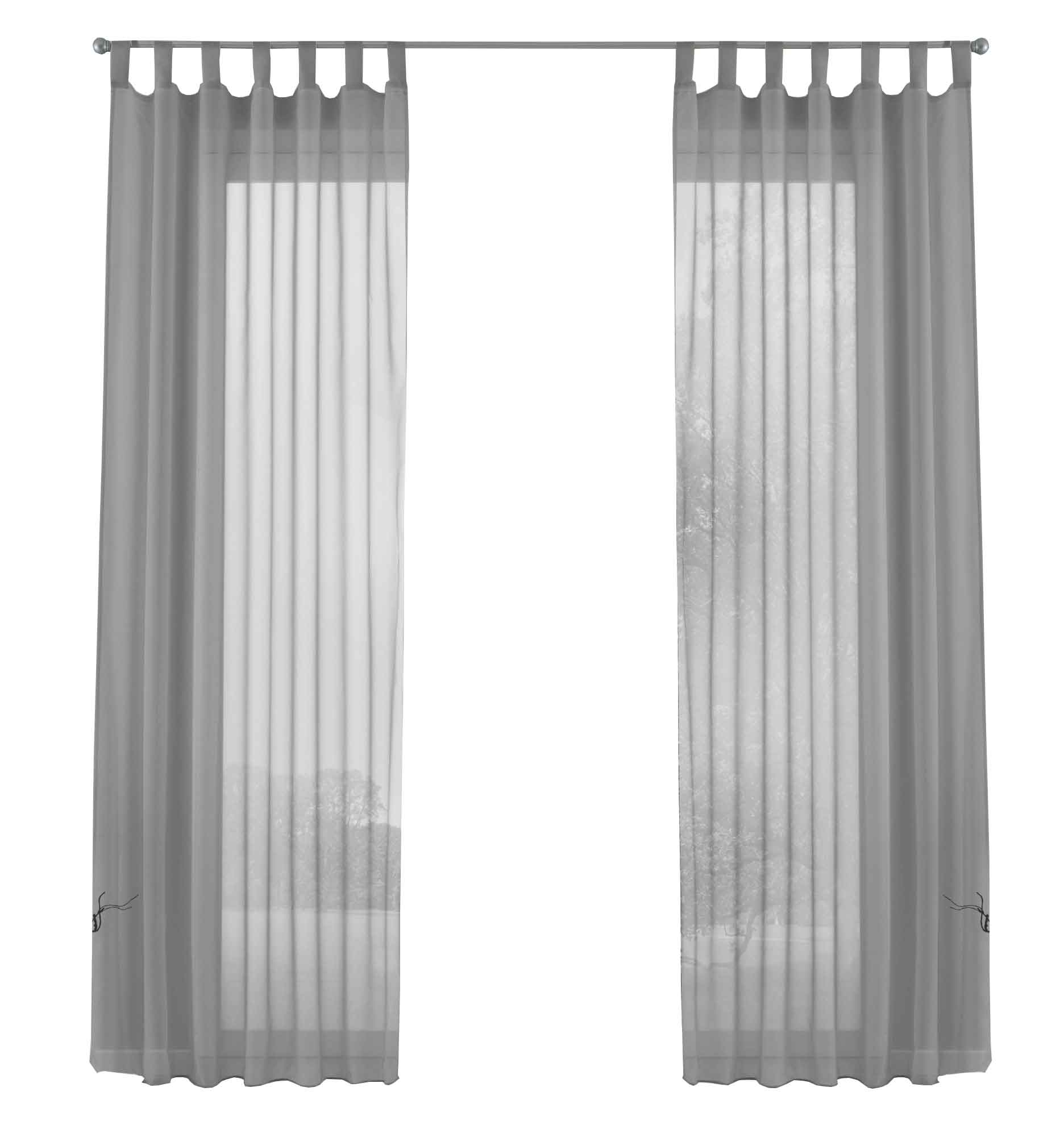 2er-Pack Gardinen Transparent Vorhang Set Wohnzimmer Voile Schlaufenschal mit Bleibandabschluß 61000CN