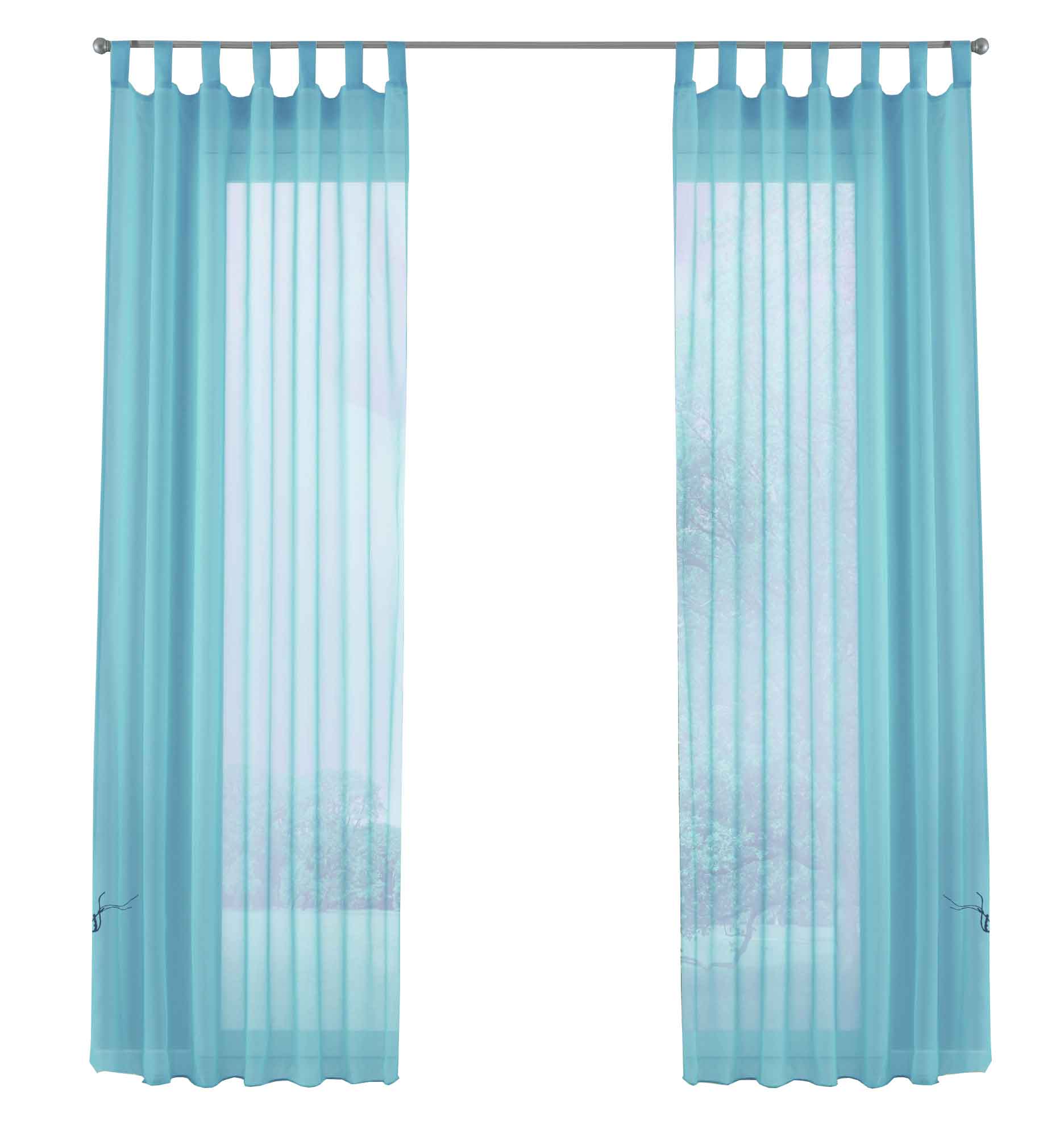 2er-Pack Gardinen Transparent Vorhang Set Wohnzimmer Voile Schlaufenschal mit Bleibandabschluß 61000CN