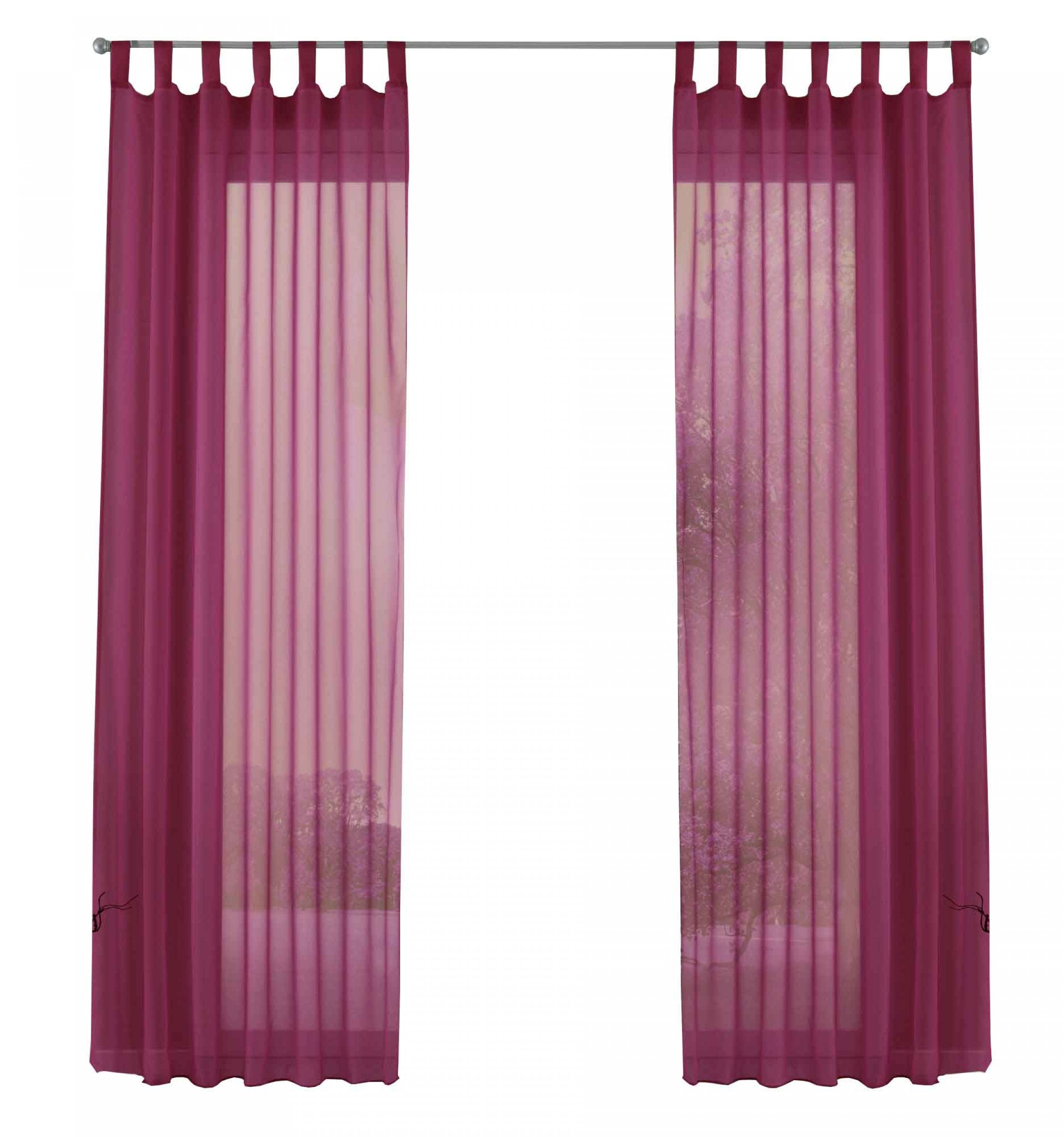 2er-Pack Gardinen Transparent Vorhang Set Wohnzimmer Voile Schlaufenschal mit Bleibandabschluß 61000CN