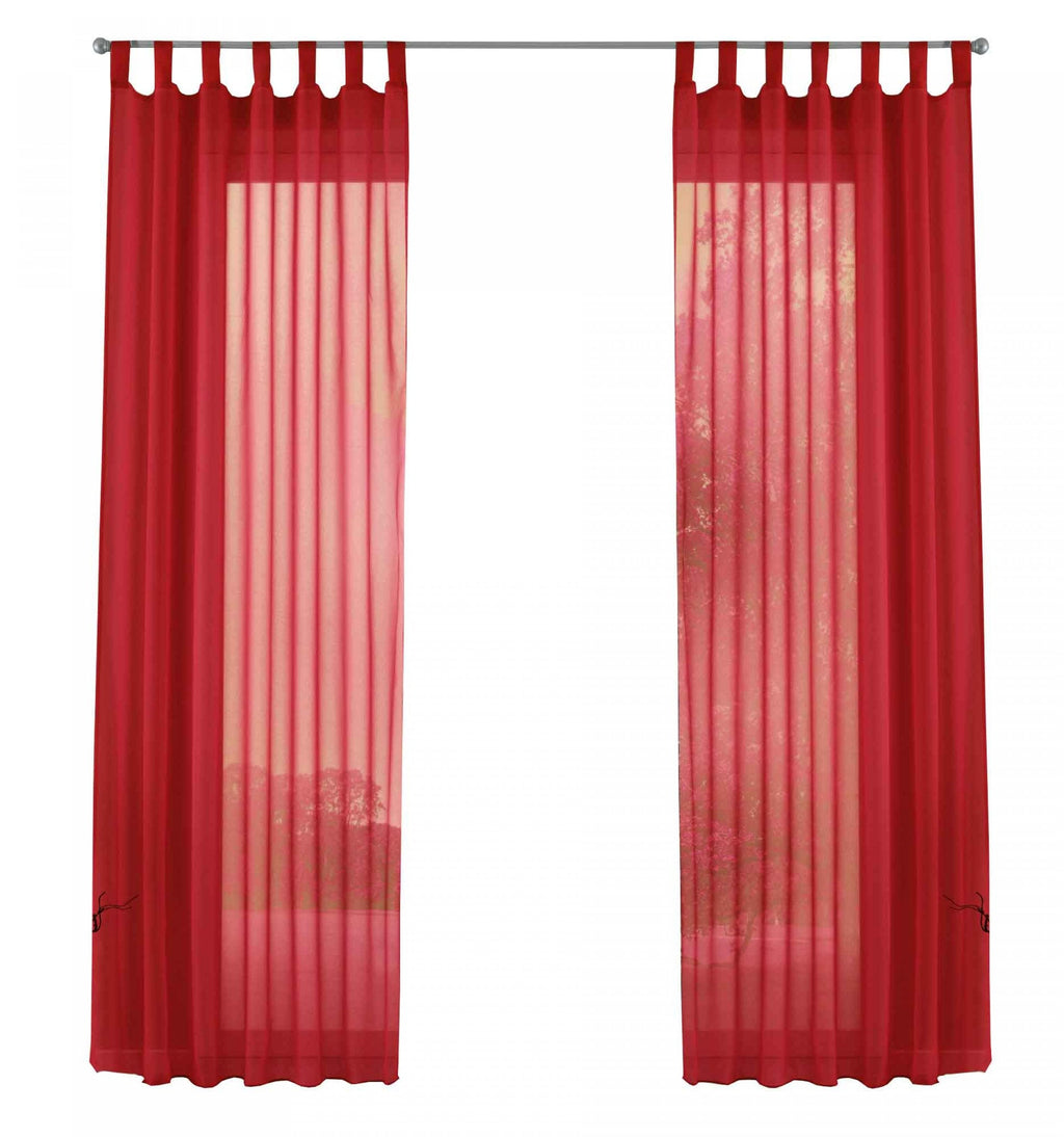 2er-Pack Gardinen Transparent Vorhang Set Wohnzimmer Voile Schlaufenschal mit Bleibandabschluß 61000CN
