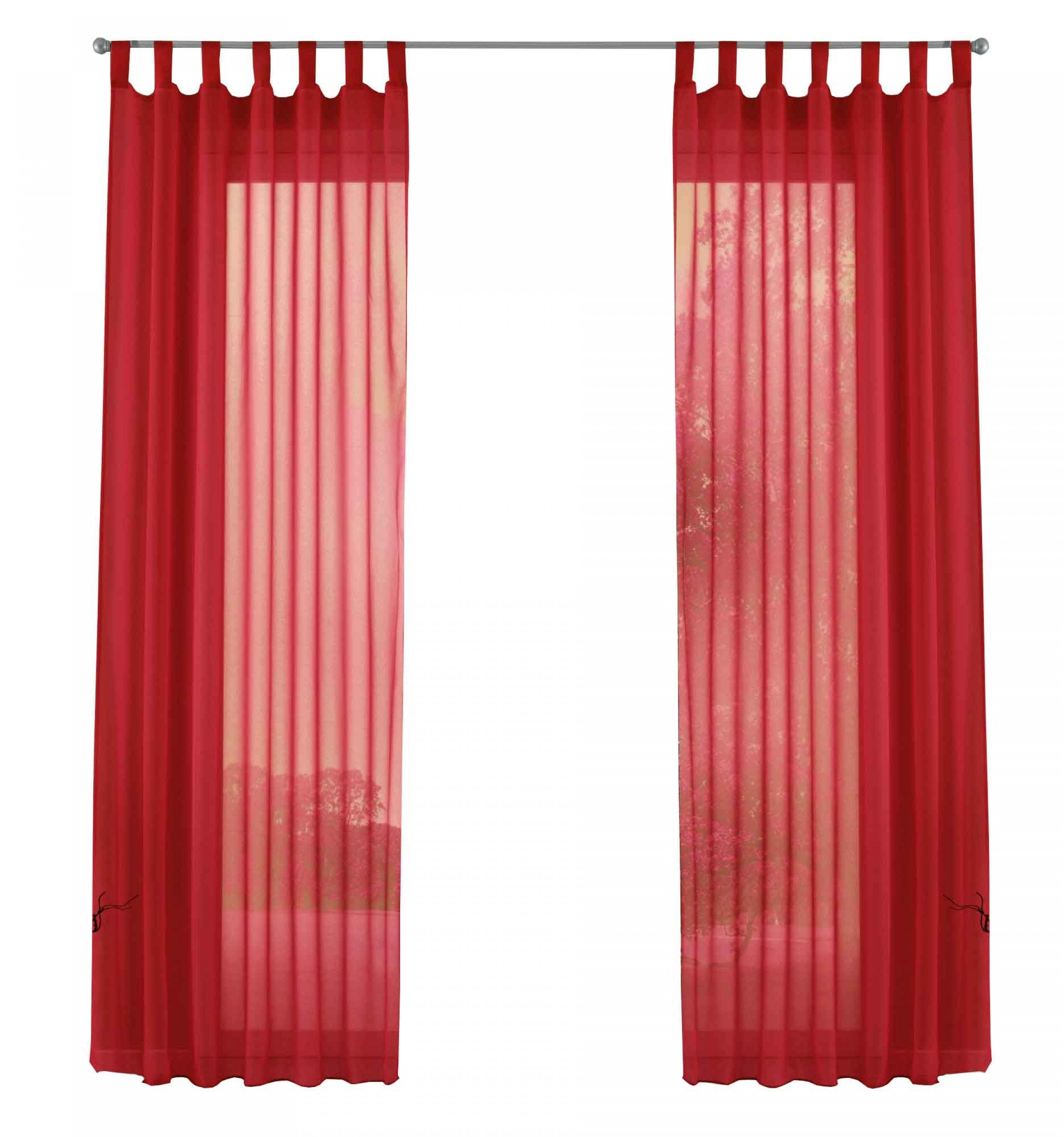 2er-Pack Gardinen Transparent Vorhang Set Wohnzimmer Voile Schlaufenschal mit Bleibandabschluß 61000CN