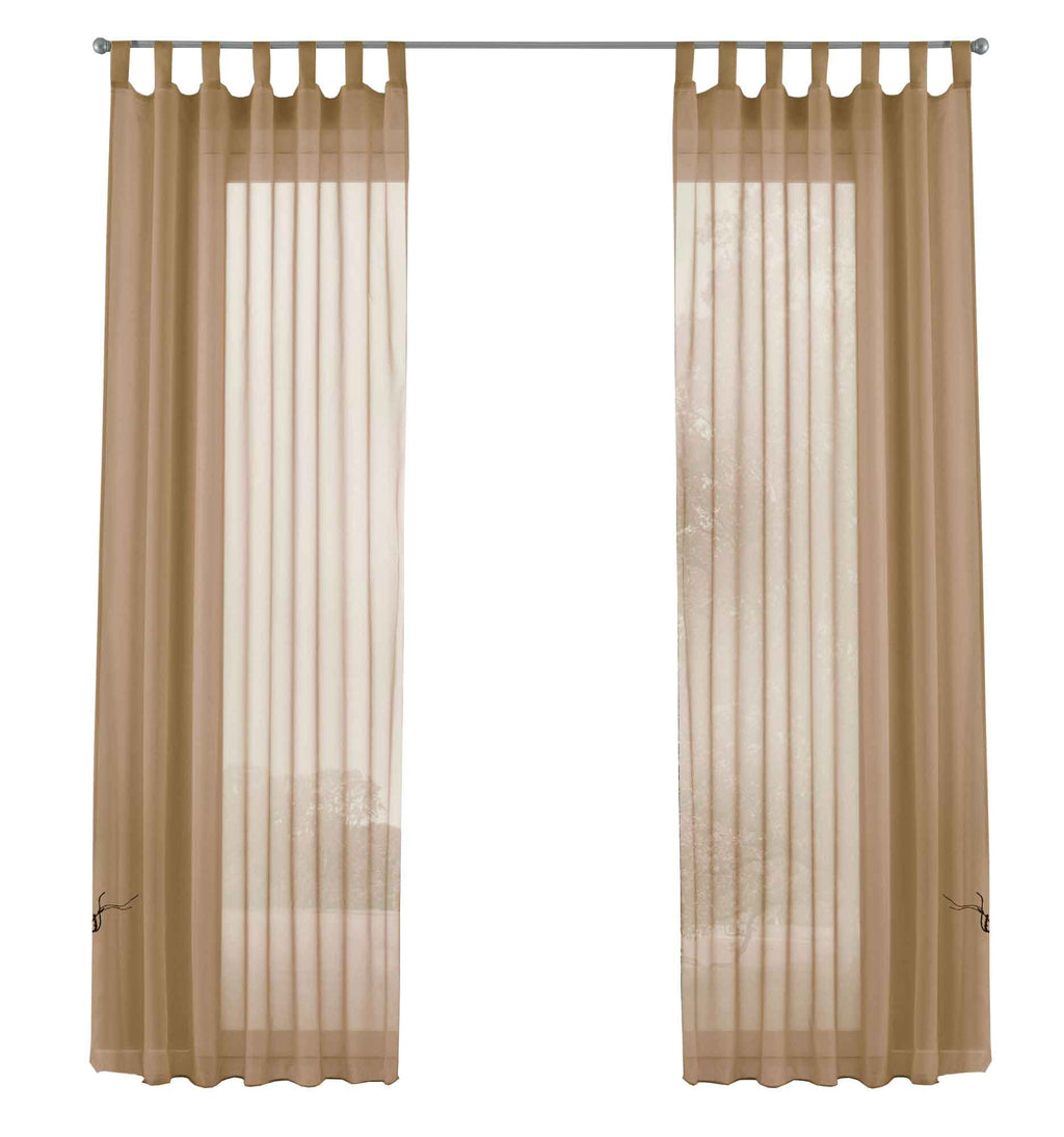 2er-Pack Gardinen Transparent Vorhang Set Wohnzimmer Voile Schlaufenschal mit Bleibandabschluß 61000CN