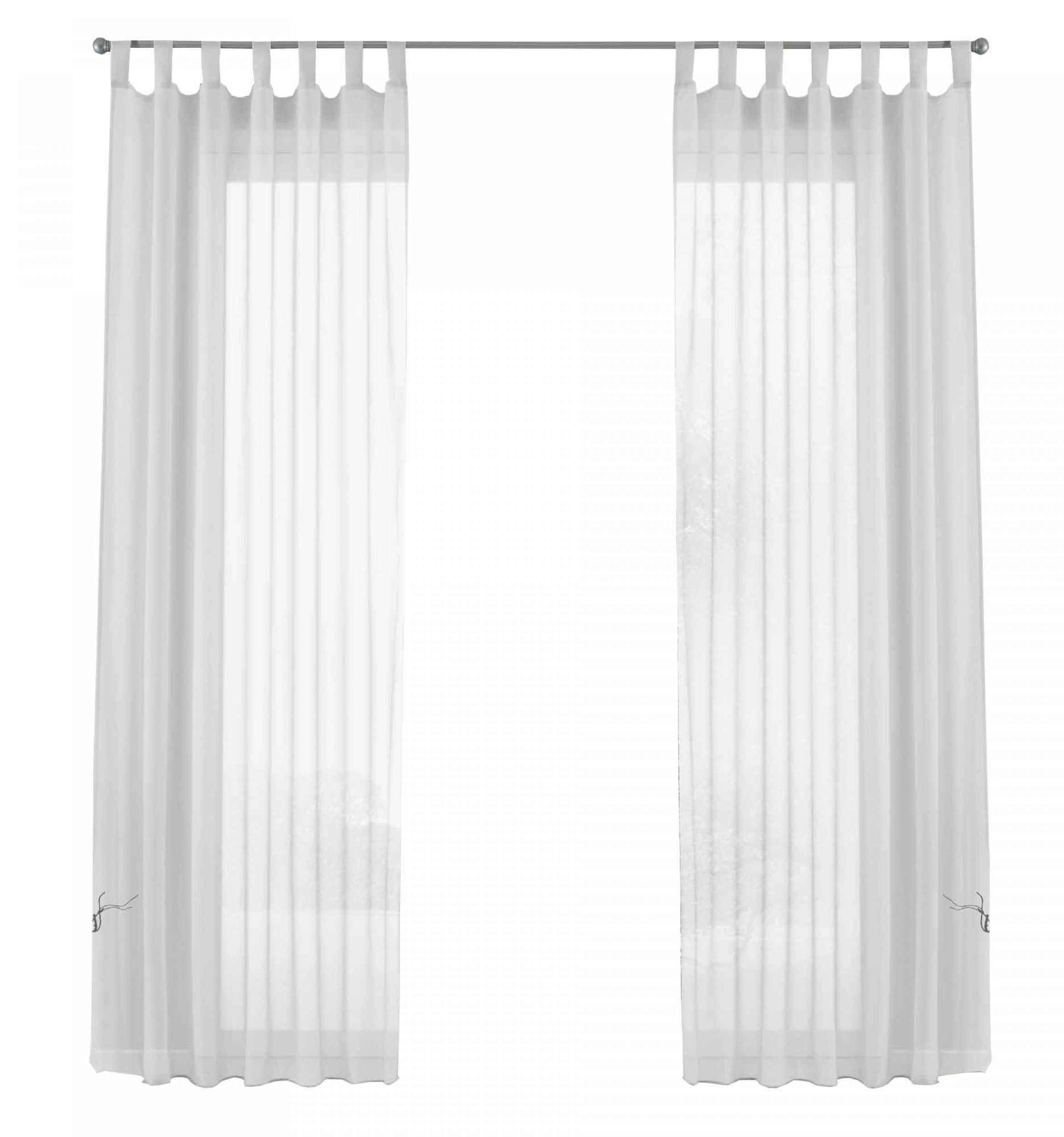 2er-Pack Gardinen Transparent Vorhang Set Wohnzimmer Voile Schlaufenschal mit Bleibandabschluß 61000CN