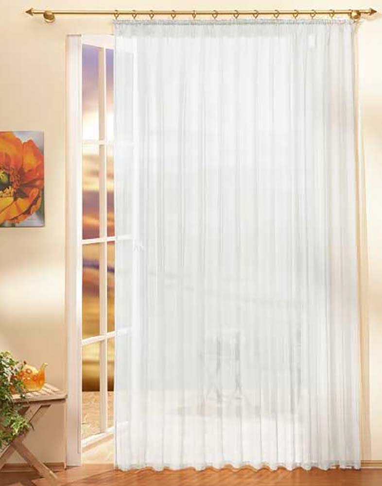 Gardinen Store »UNI« Voile transparent mit Kräuselband Tunneldurchzug Bleibandabschluss 610011