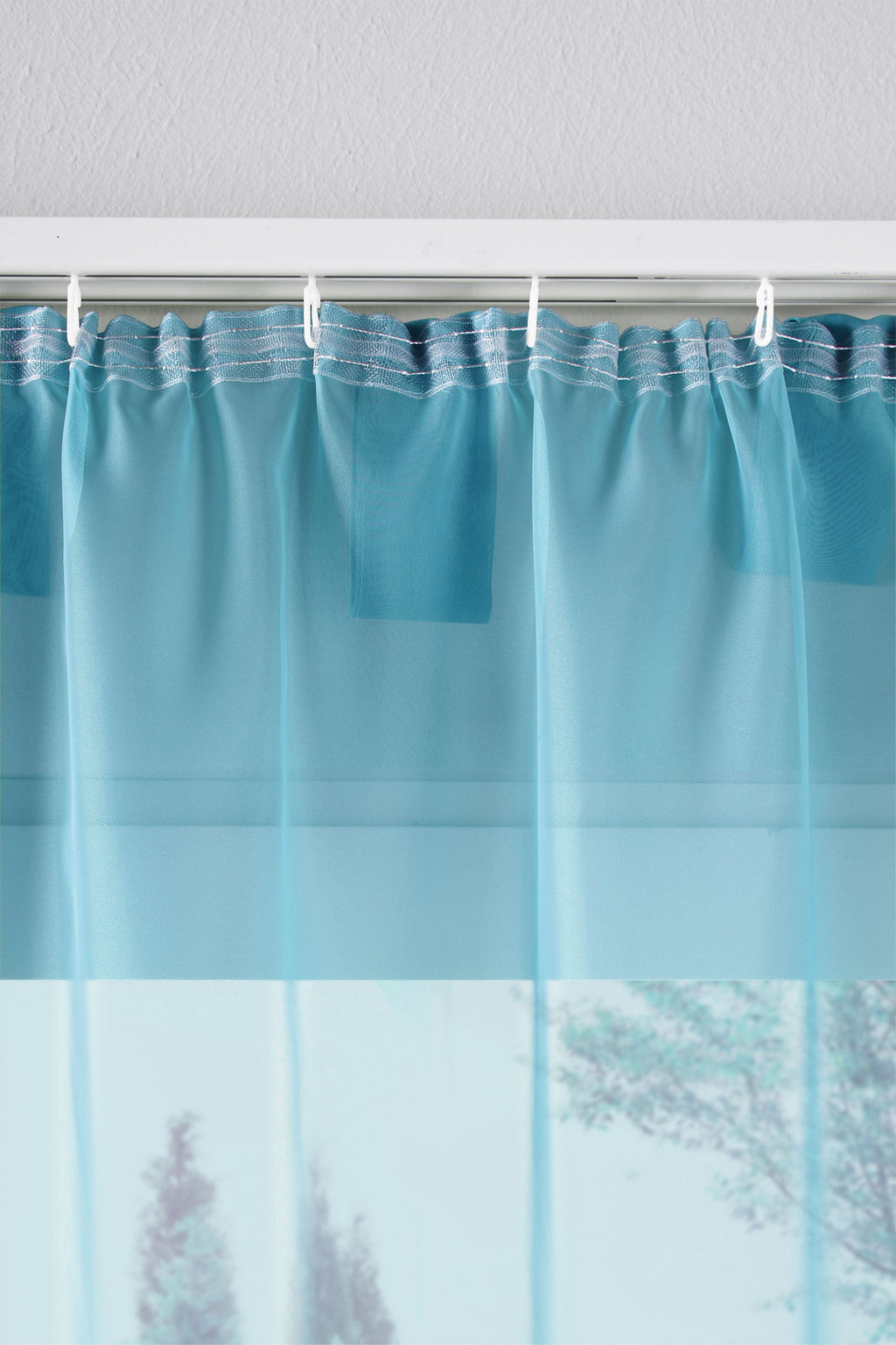 2er-Pack Gardinen Transparent Vorhang Set Wohnzimmer Voile Schlaufenschal mit Bleibandabschluß 61000CN