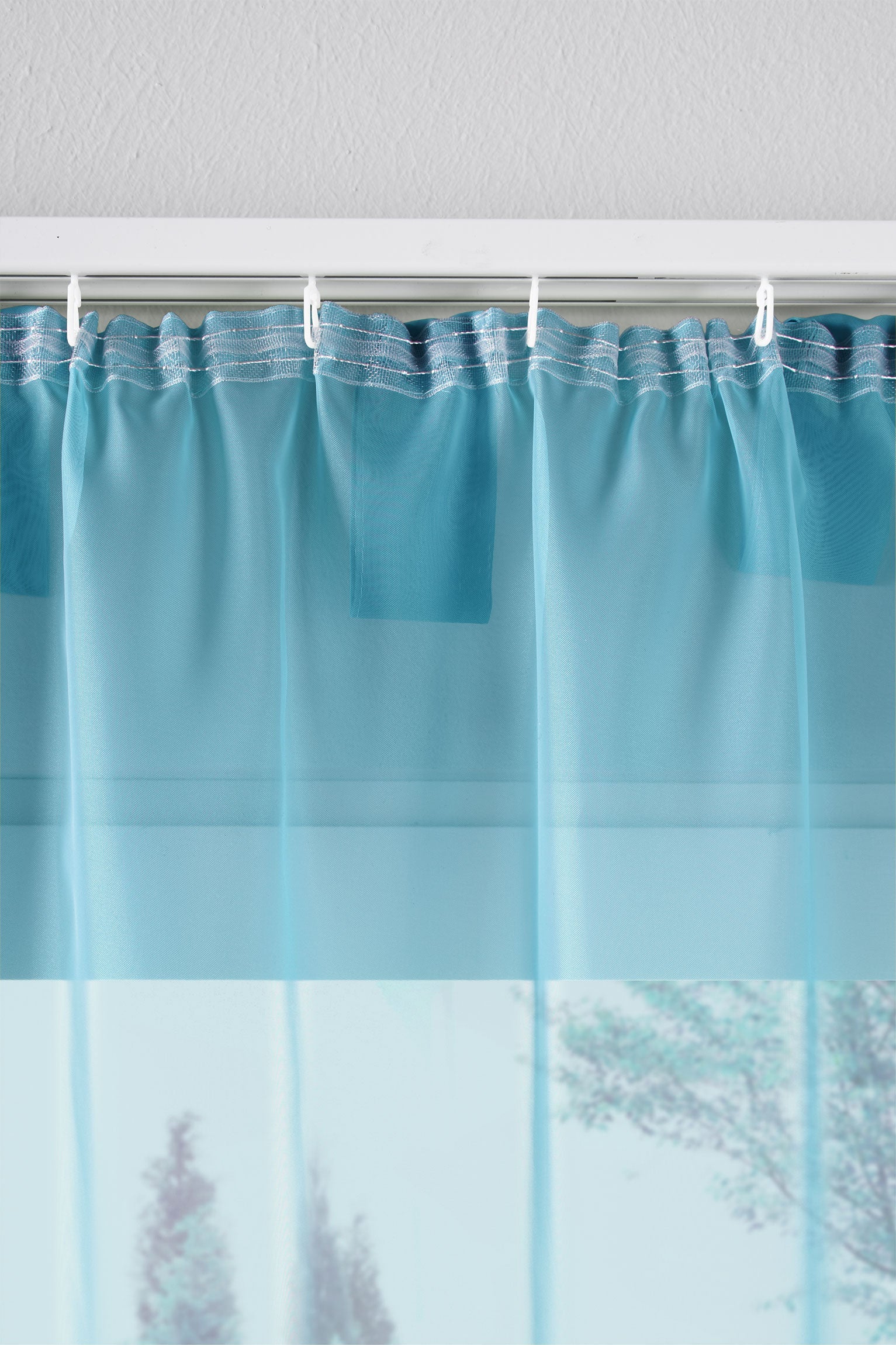 2er-Pack Gardinen Transparent Vorhang Set Wohnzimmer Voile Schlaufenschal mit Bleibandabschluß 61000CN