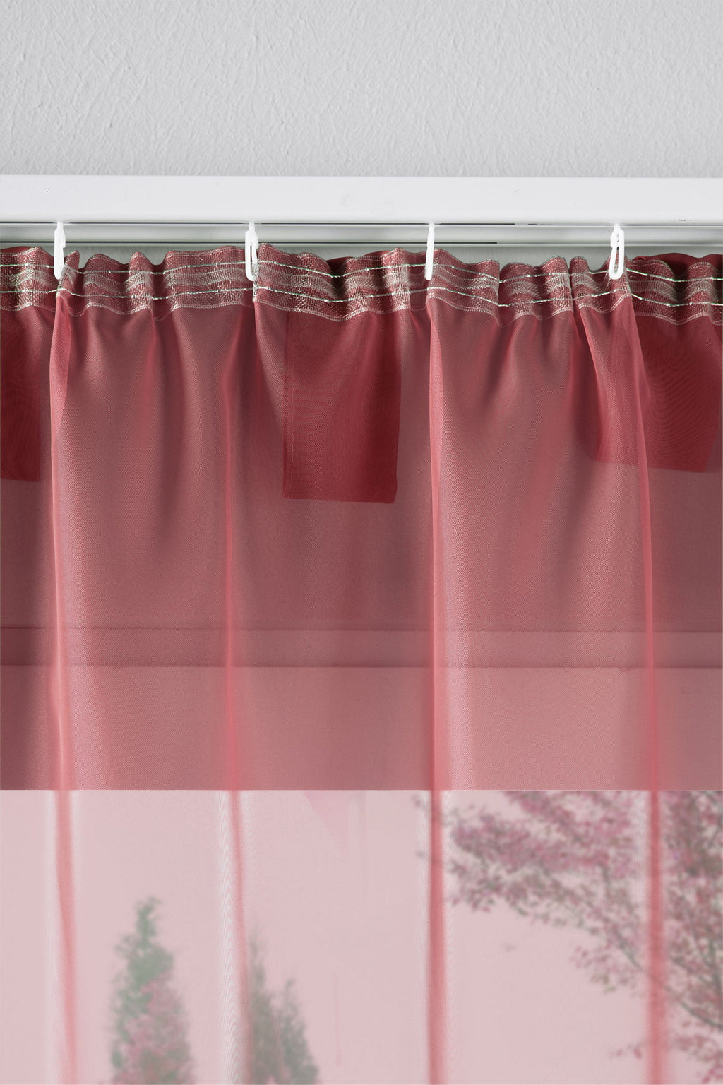 2er-Pack Gardinen Transparent Vorhang Set Wohnzimmer Voile Schlaufenschal mit Bleibandabschluß 61000CN