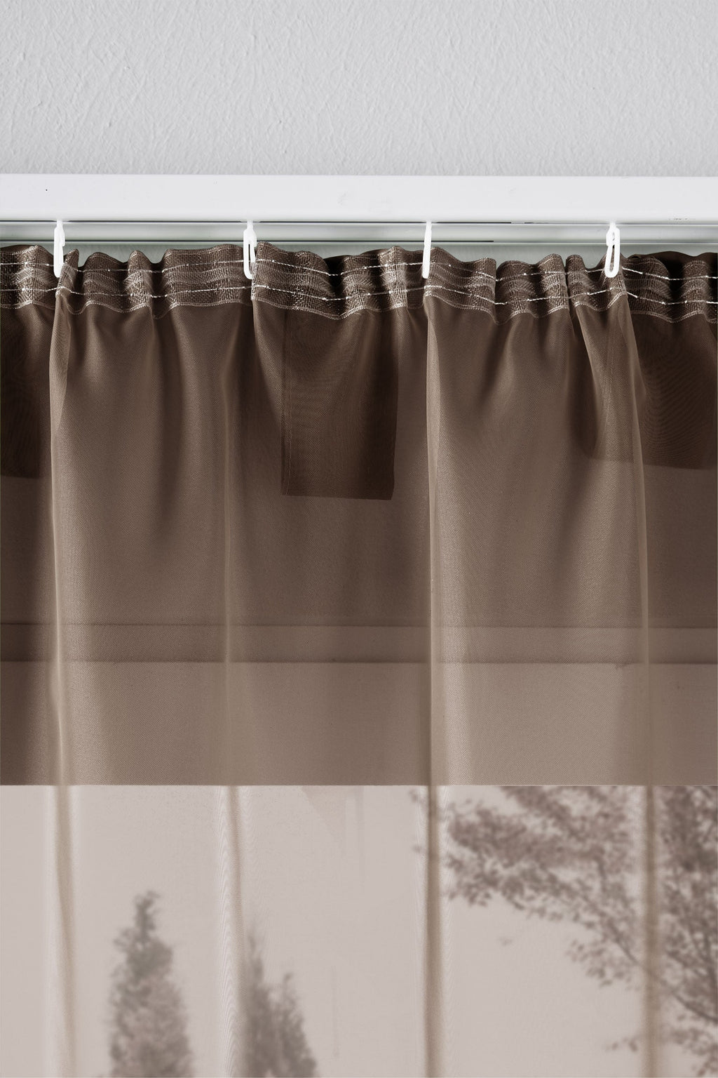 2er-Pack Gardinen Transparent Vorhang Set Wohnzimmer Voile Schlaufenschal mit Bleibandabschluß 61000CN